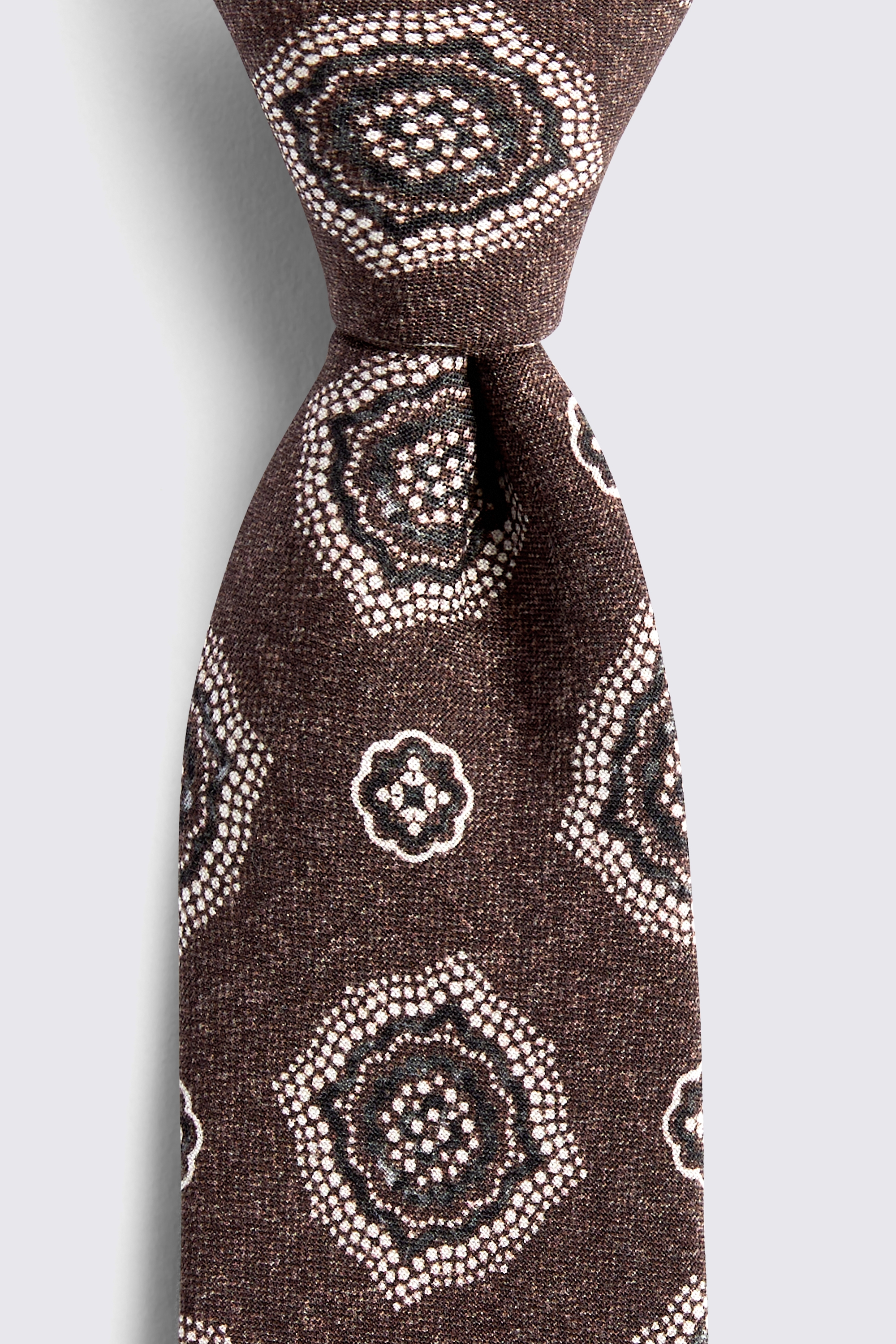 Bottinelli Cappuccino Silk Jumbo Medallion Tie