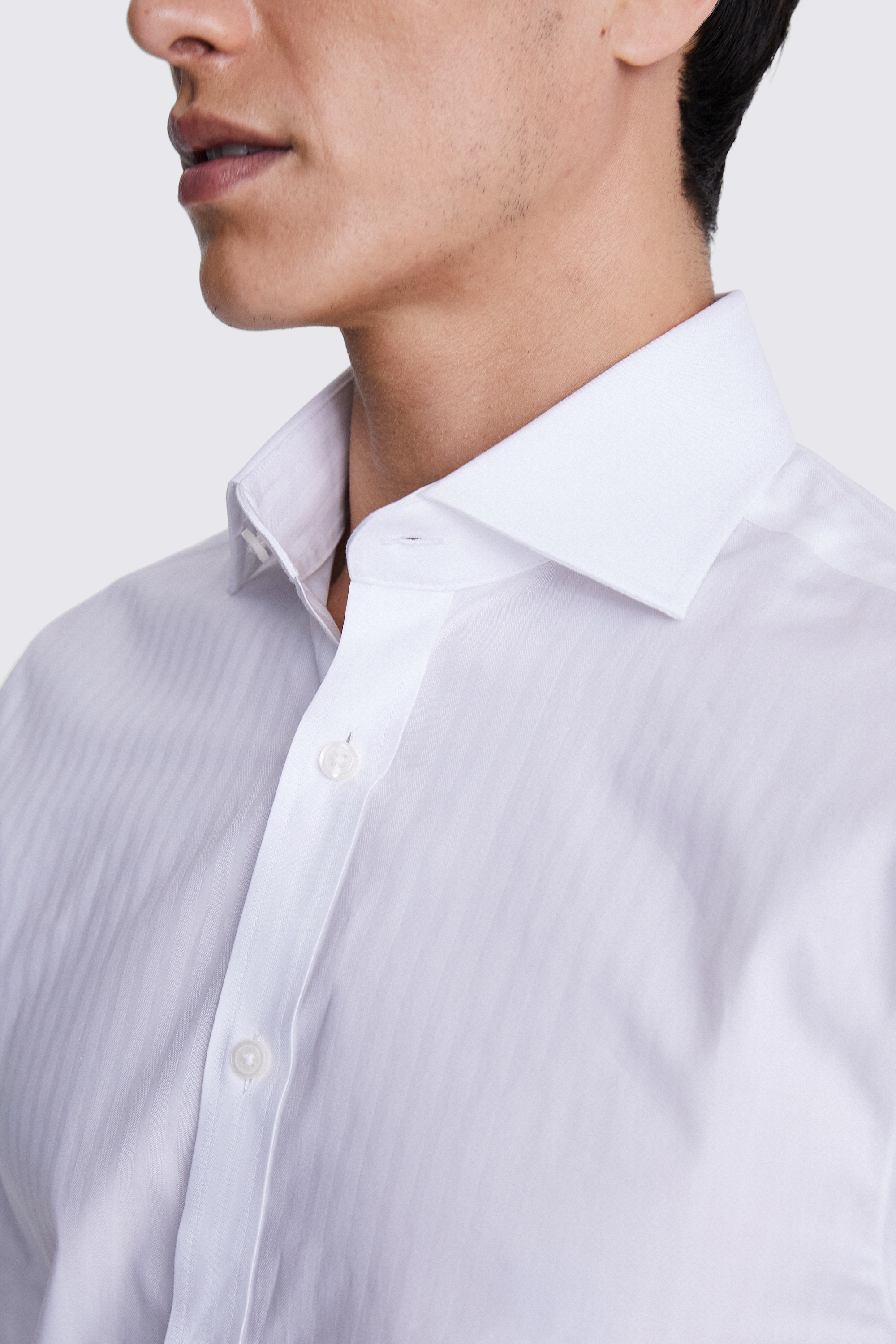 Tailored Fit White Self Stripe Shirt
