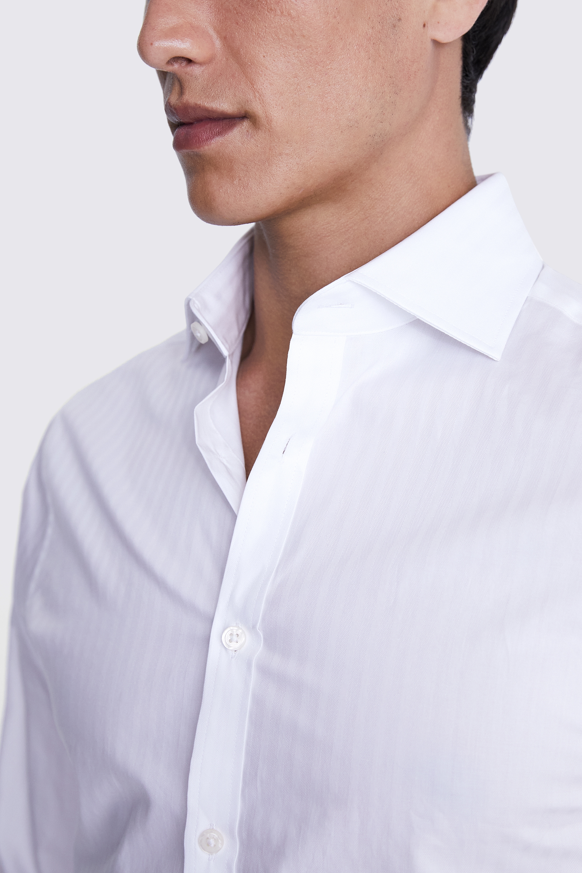 Slim Fit White Self Stripe Shirt | Buy Online at Moss