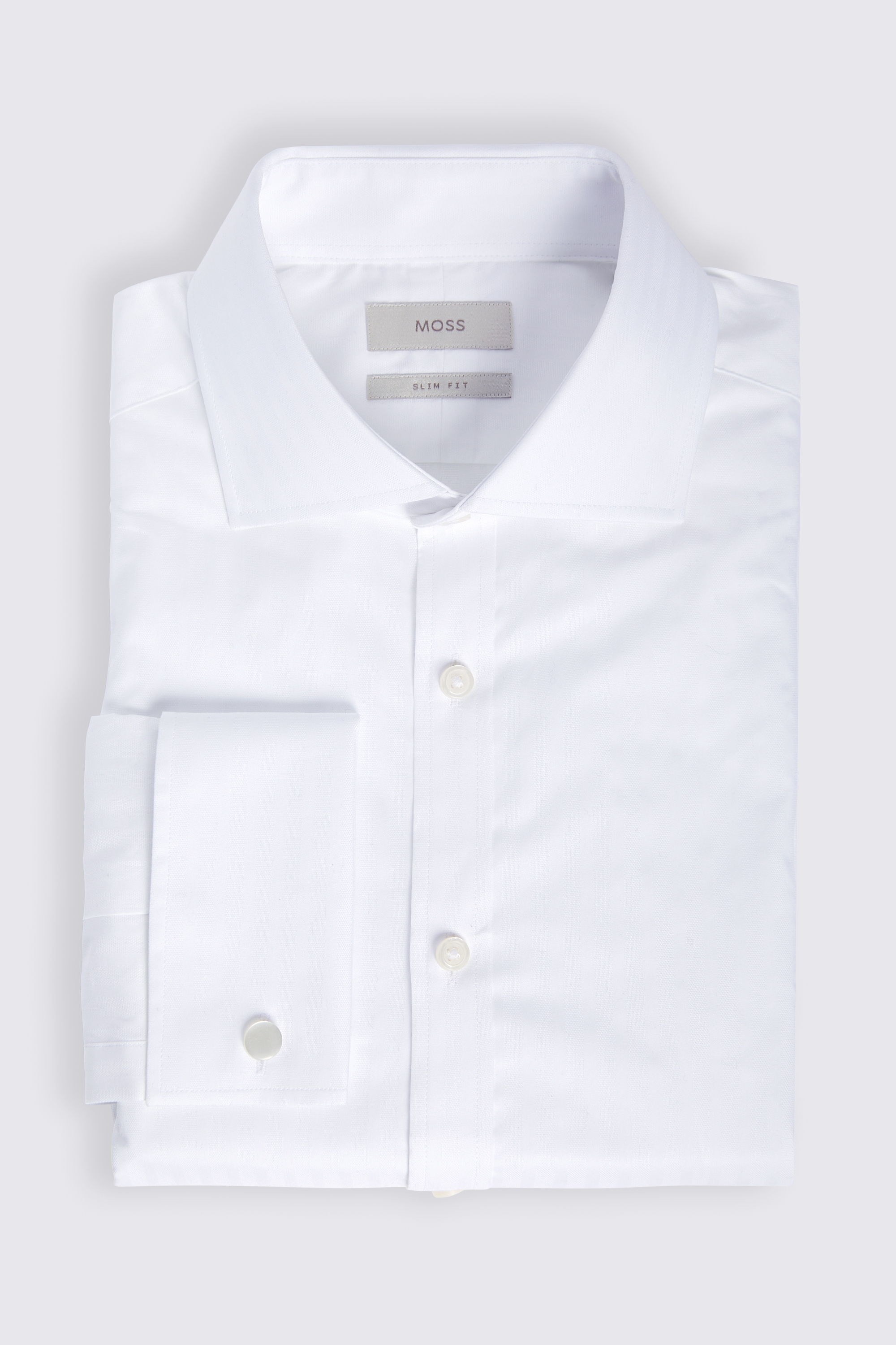Slim Fit White Self Stripe Shirt
