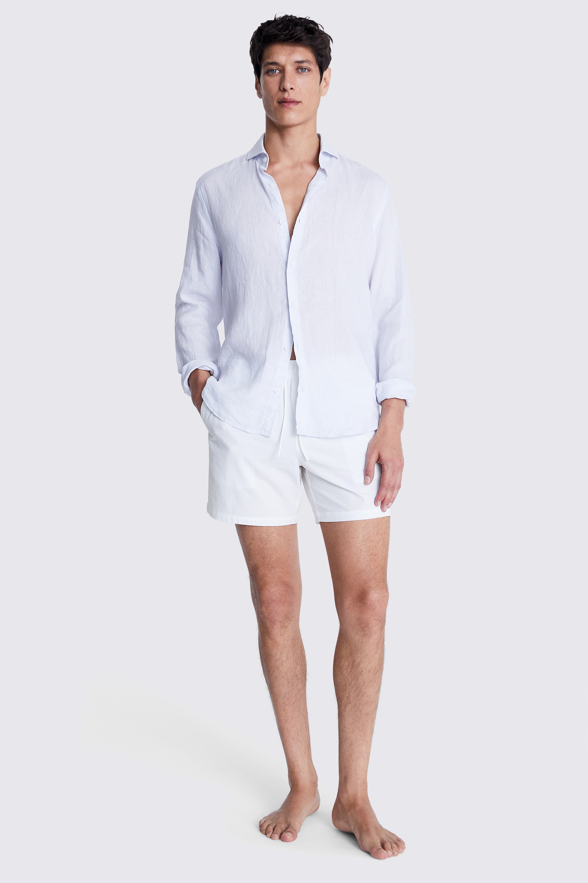 White Seersucker Swim Shorts