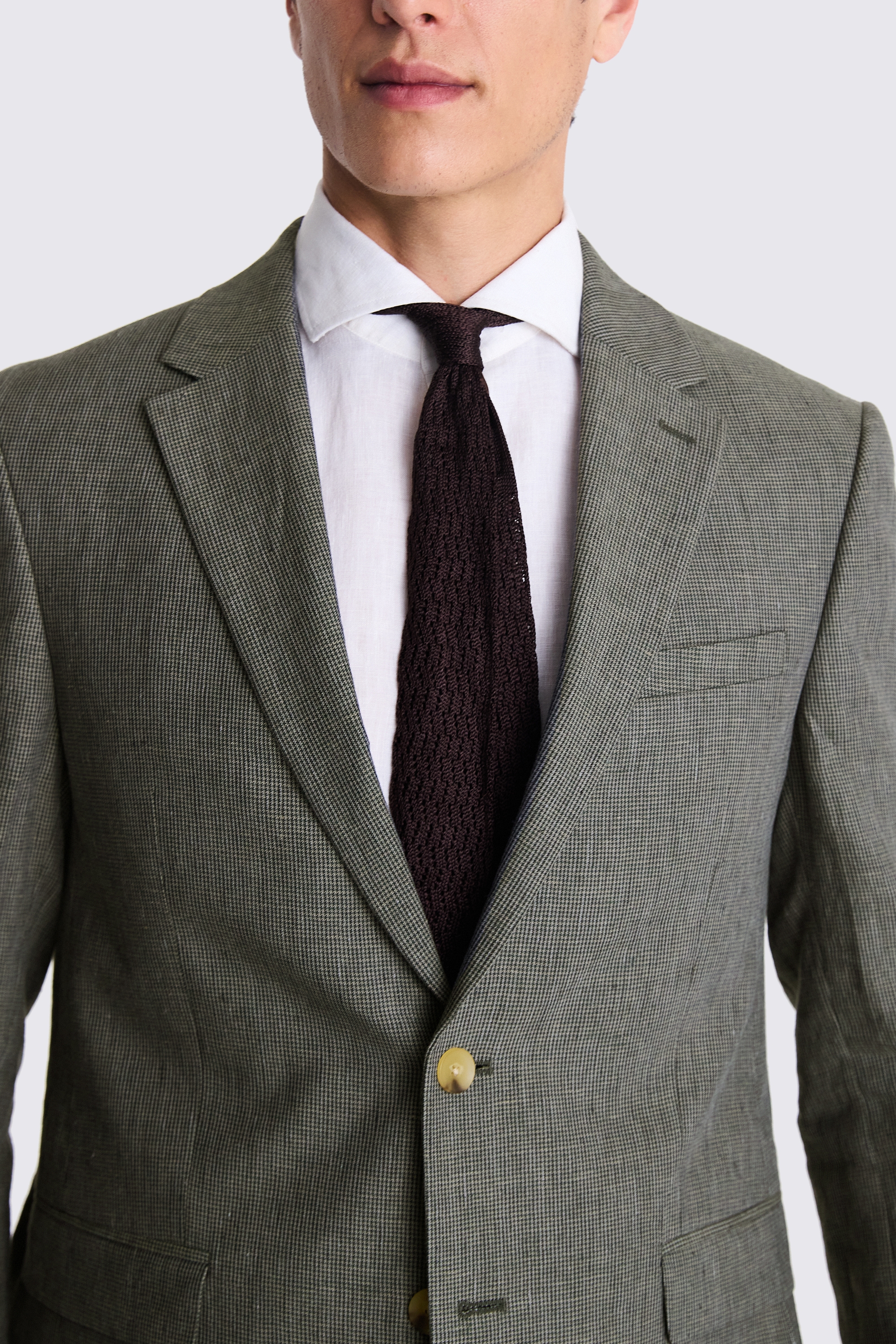 Slim Fit Green Puppytooth Linen Jacket