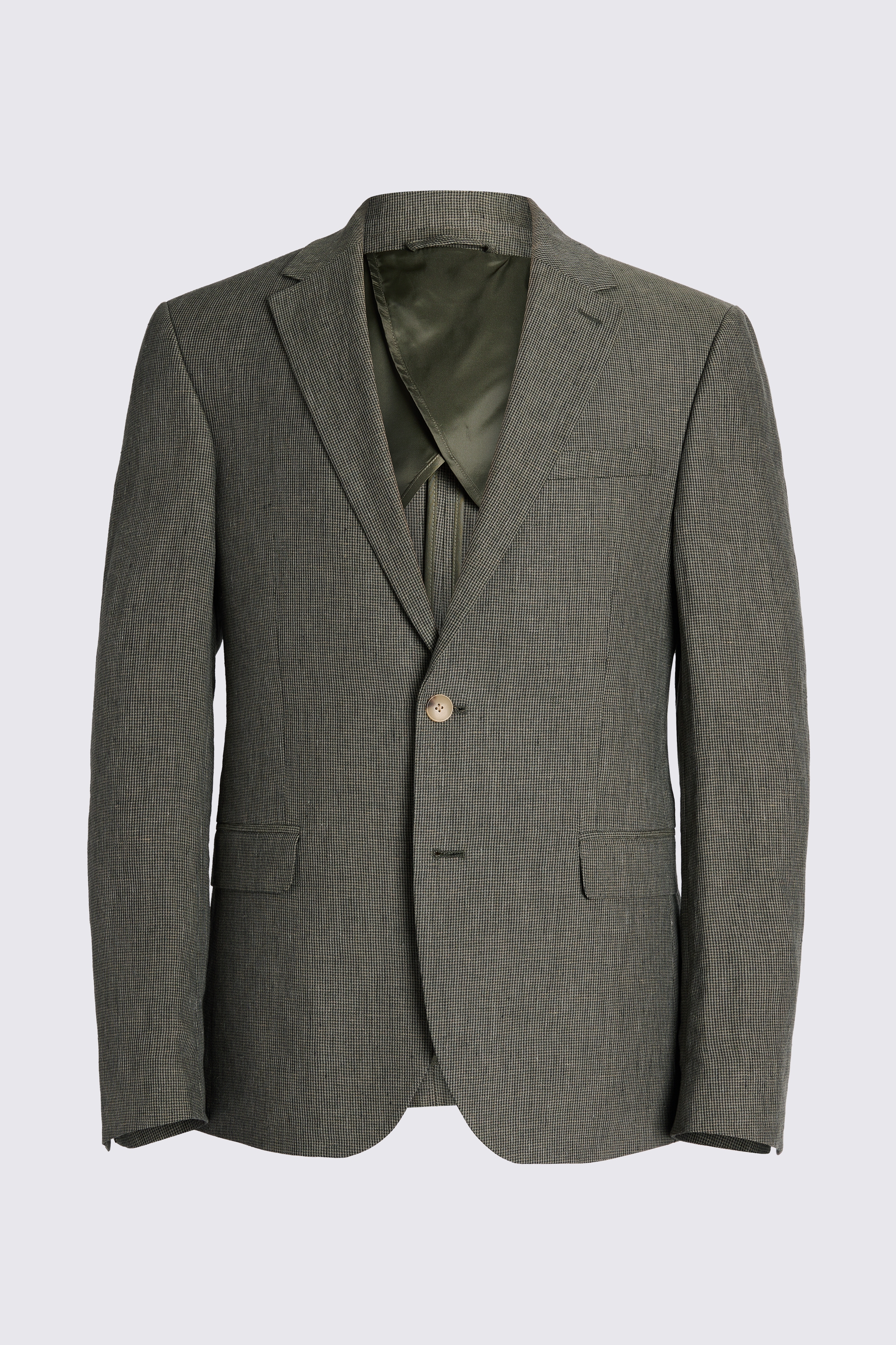 Slim Fit Green Puppytooth Linen Jacket | Buy Online at Moss