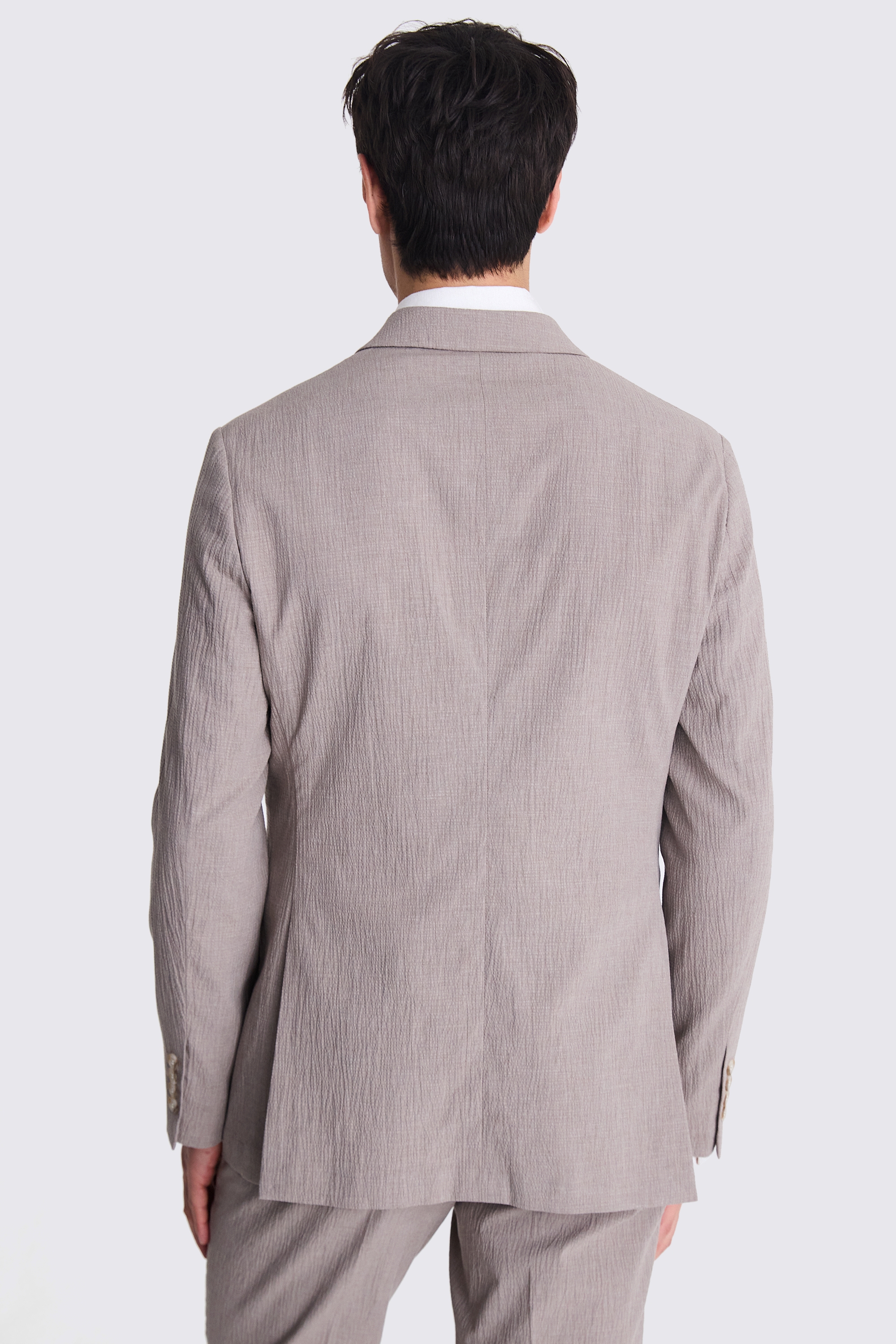 Tailored Fit Light Taupe Seersucker Jacket