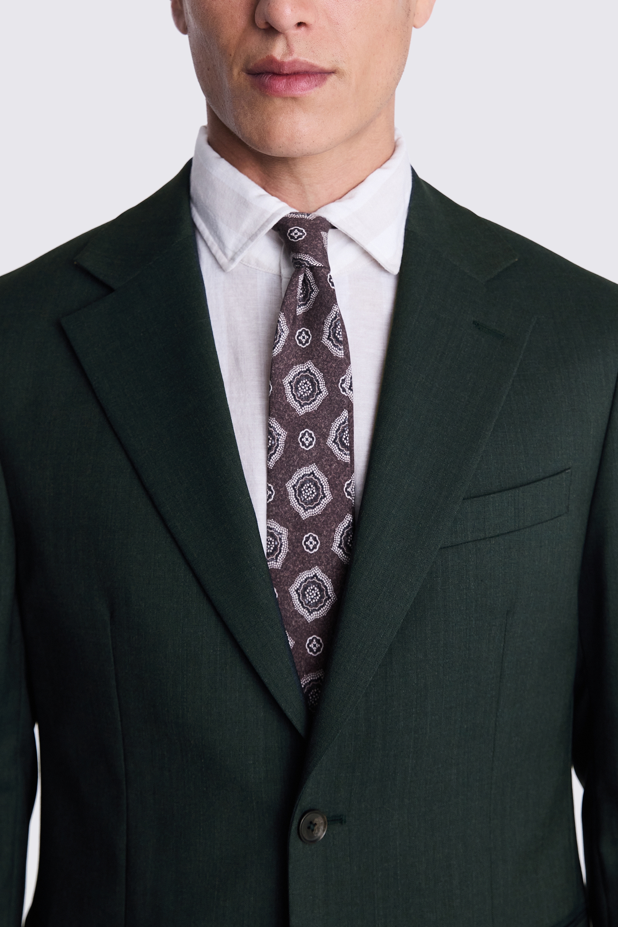 Italian Tailored Fit Green Half Lined Jacket