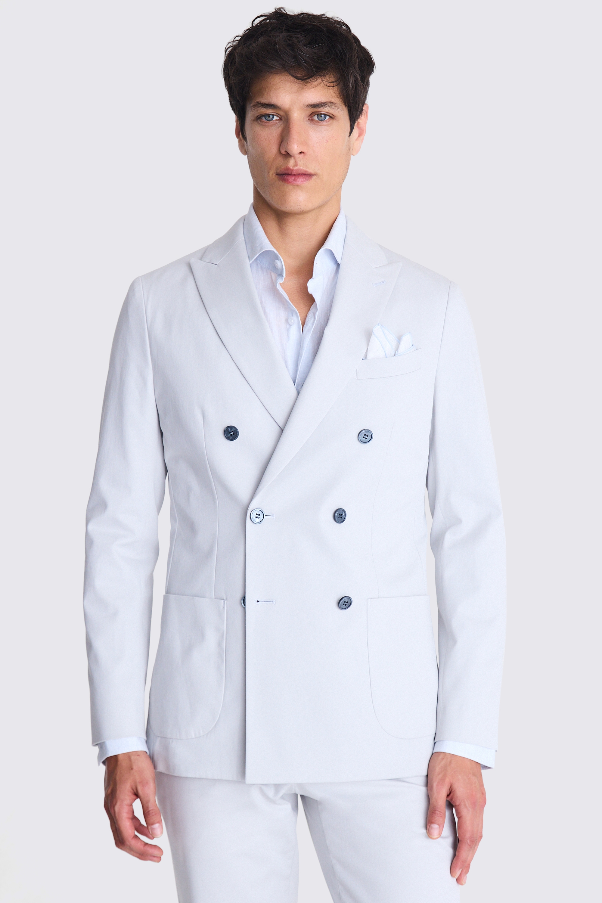 Tailored Fit Light Grey Cotton Jacket
