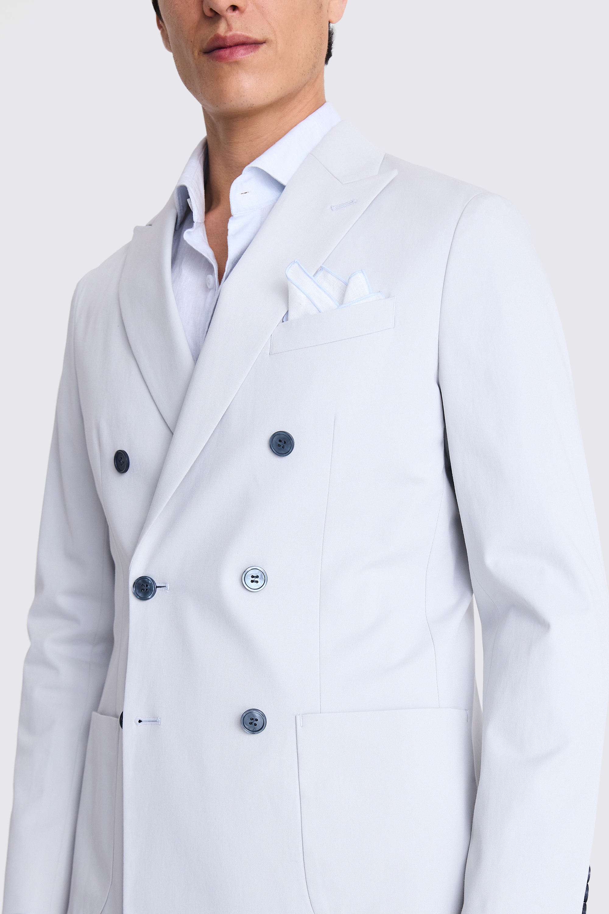 Tailored Fit Light Grey Cotton Jacket
