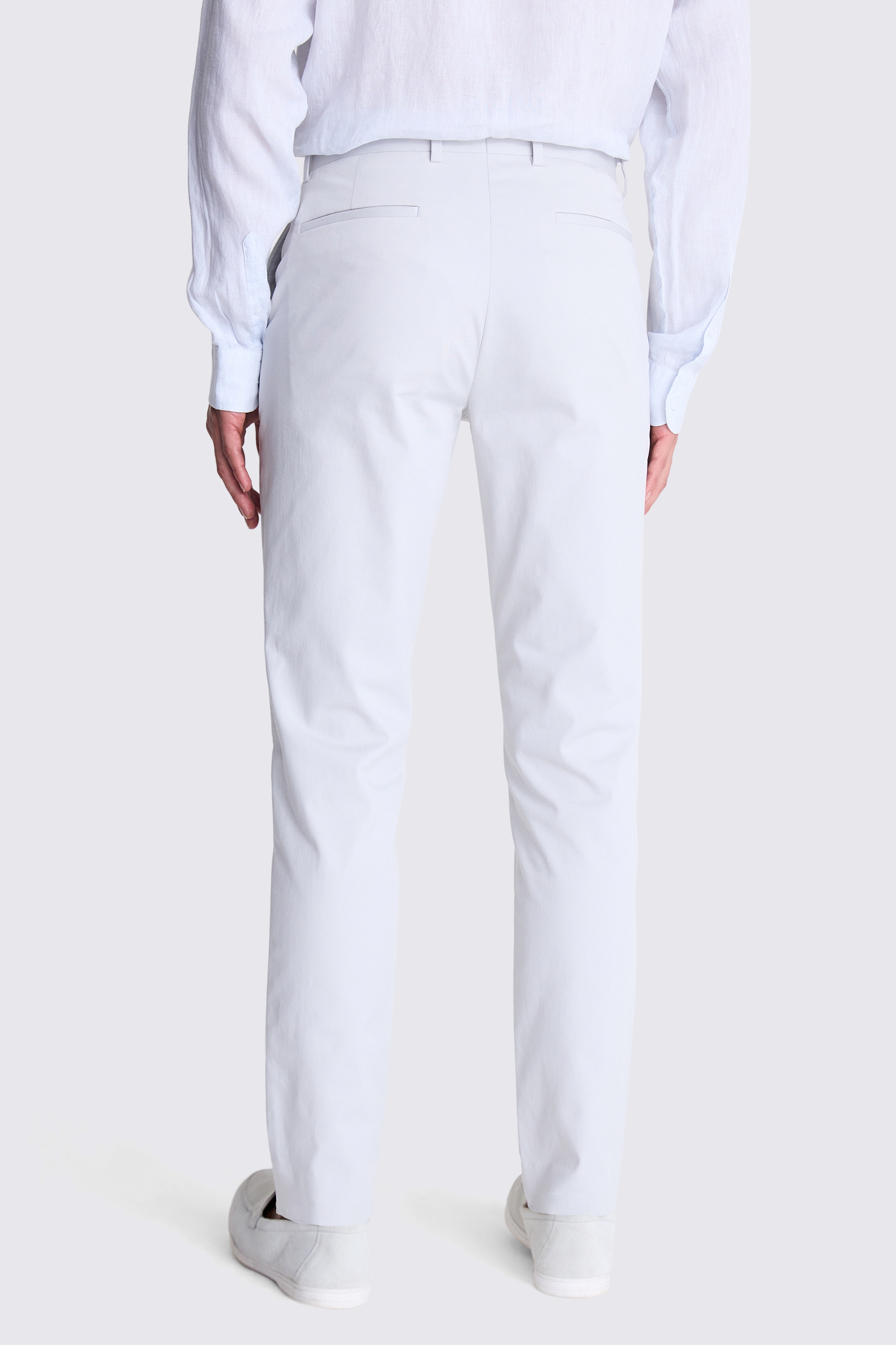 Tailored Fit Light Grey Cotton Trousers | Buy Online at Moss