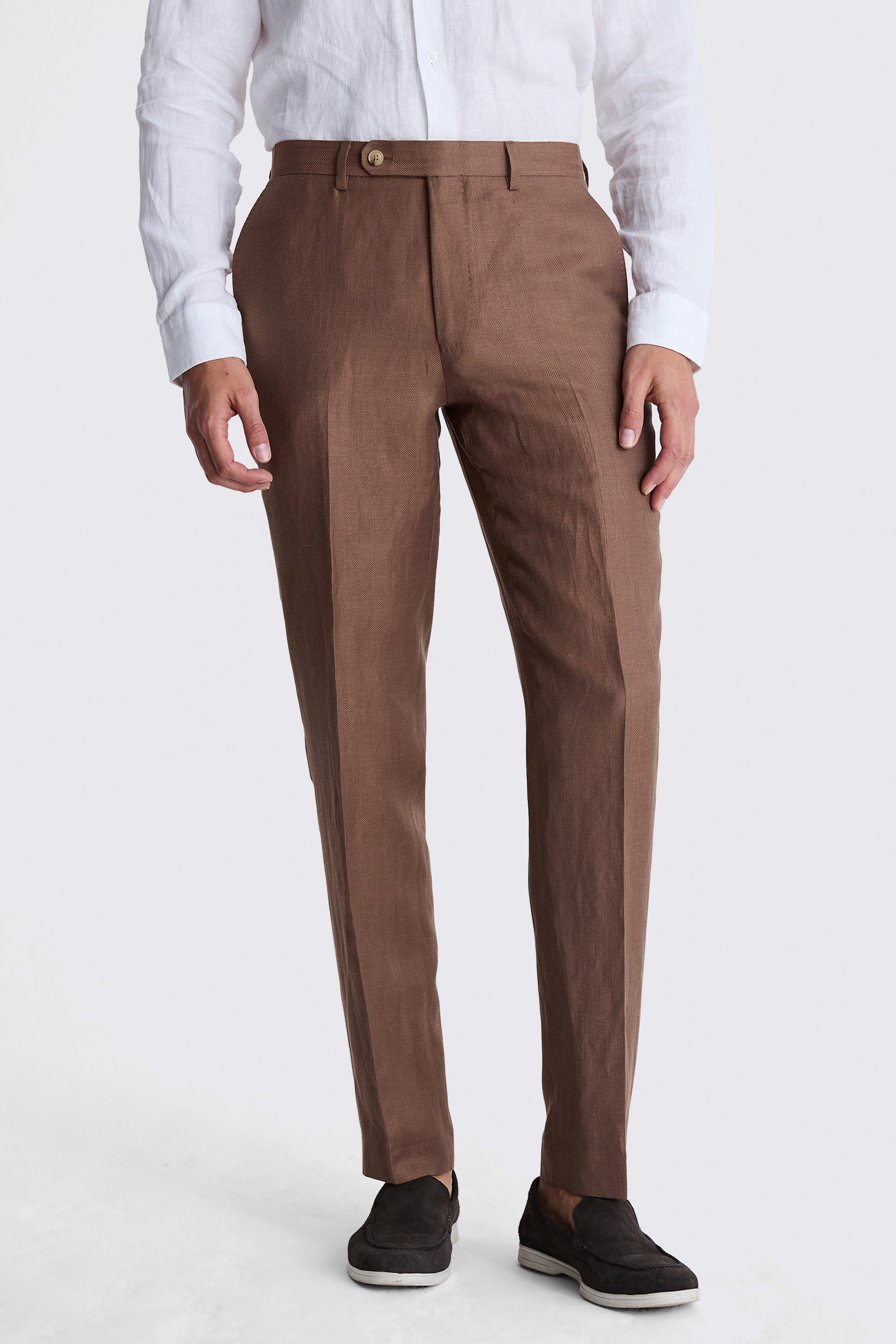 Italian Tailored Copper Herringbone Trousers