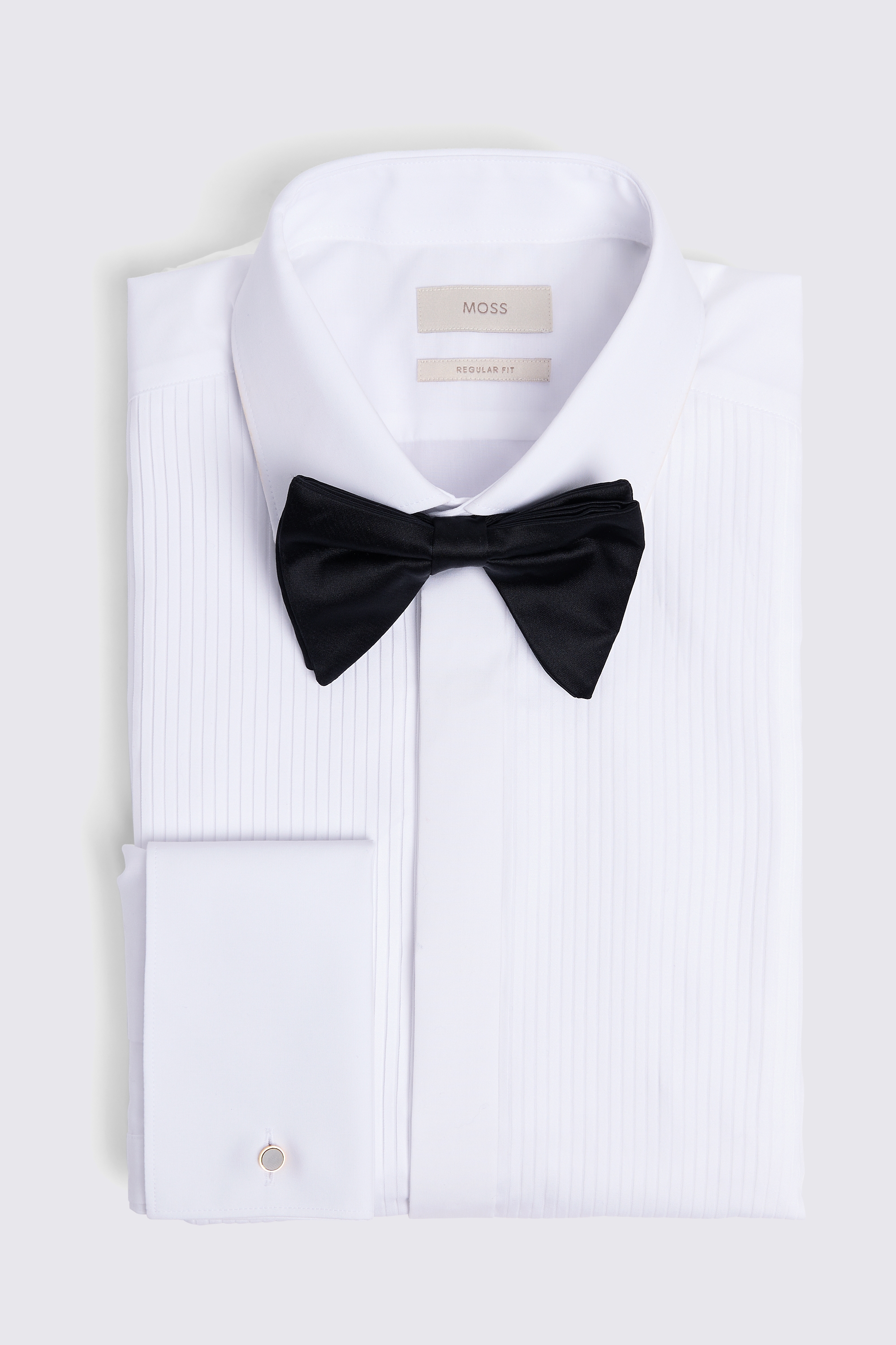 Regular Fit White Pleated Dress Shirt