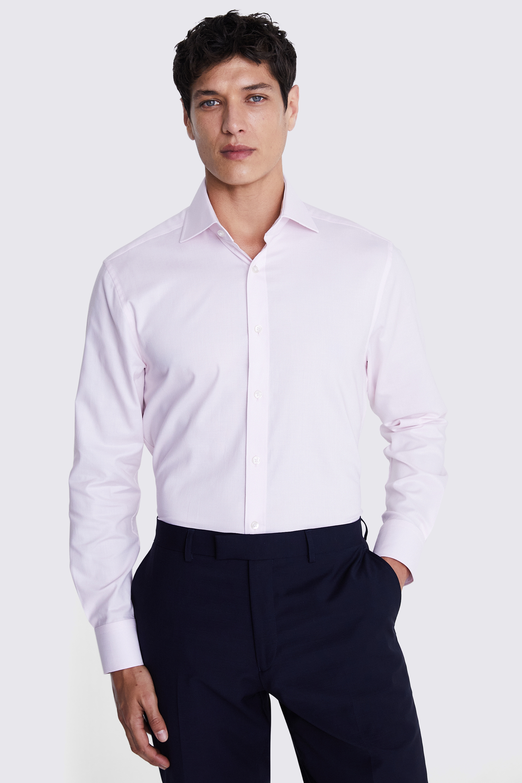 Tailored Fit Pink Dobby Stretch Shirt | Buy Online at Moss