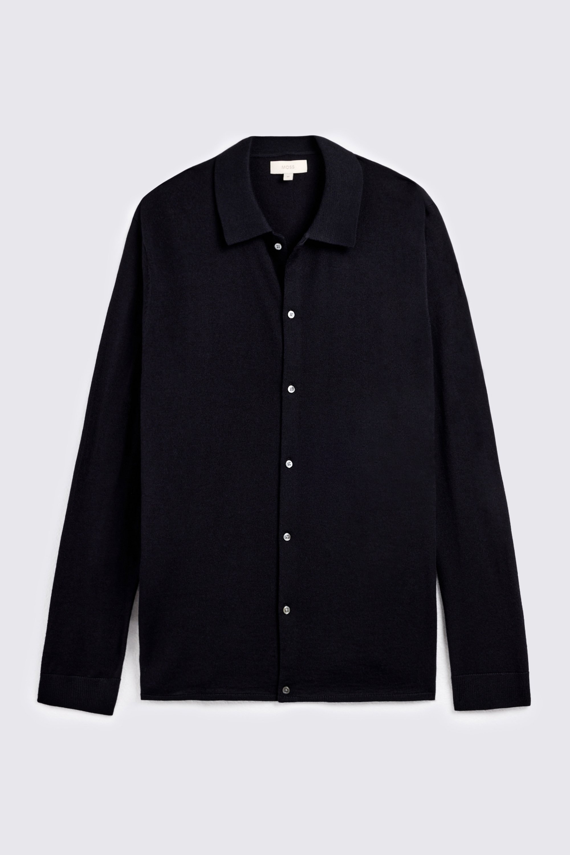 Navy Merino-Blend Button Through Shirt