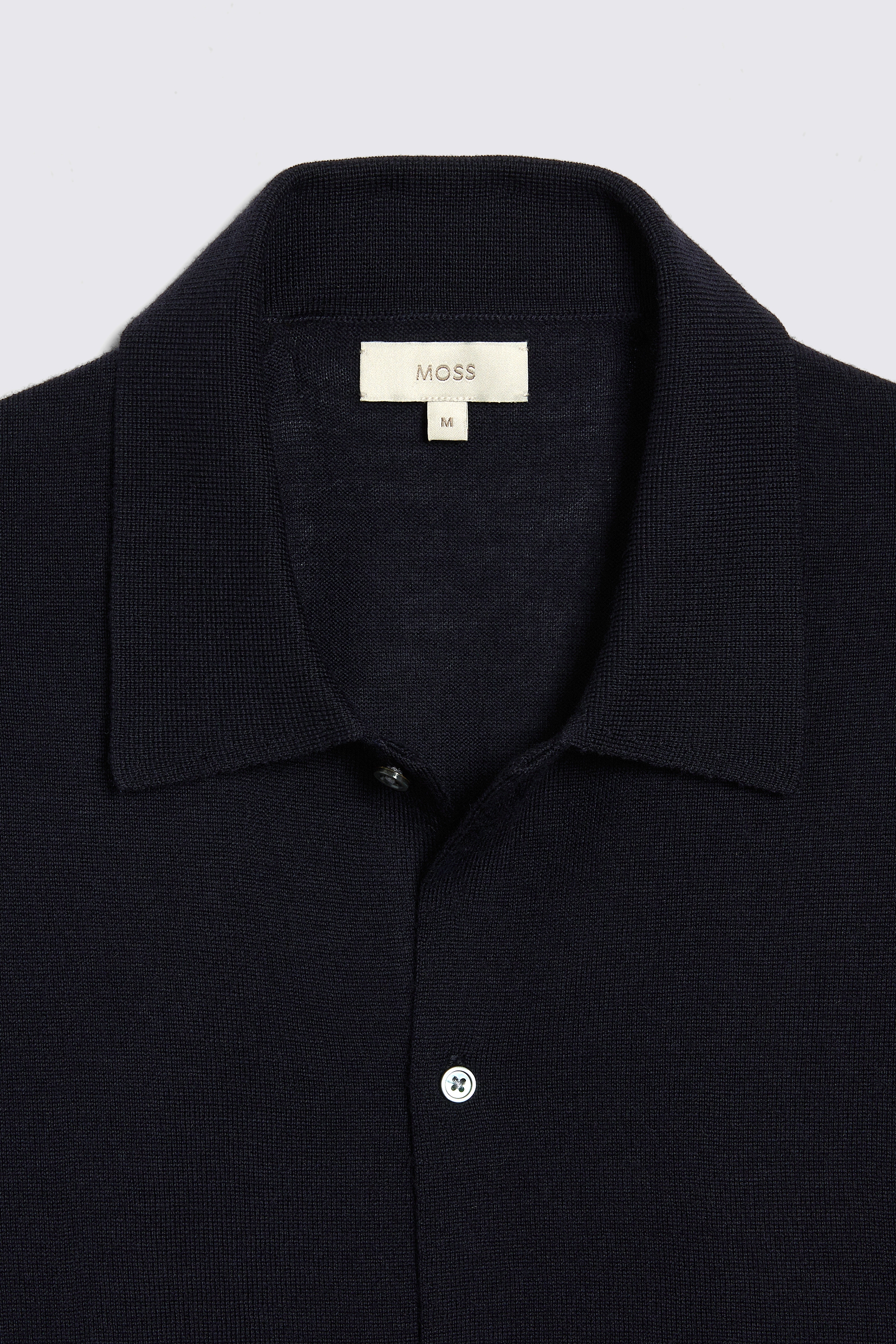 Navy Merino-Blend Button Through Shirt