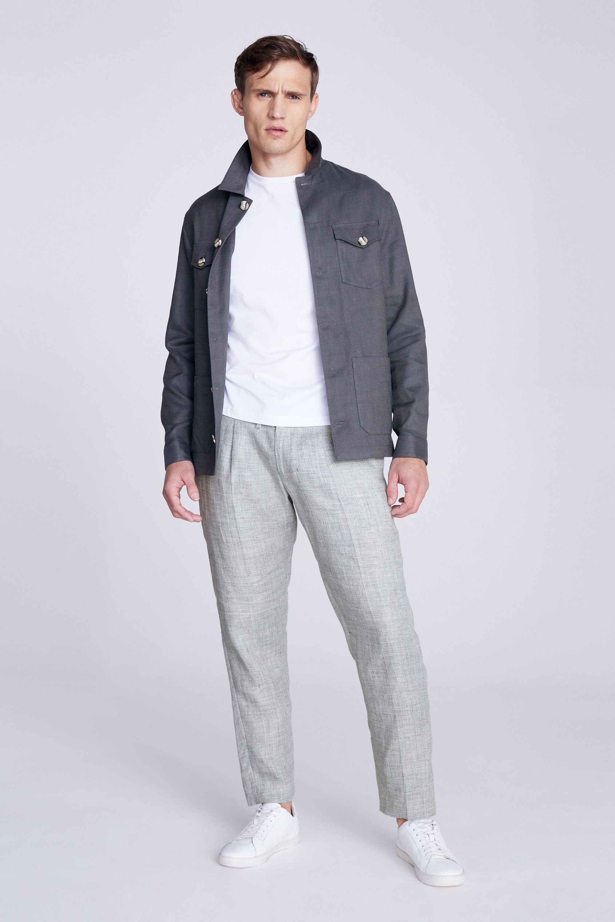 Light Grey Linen Worker Joggers