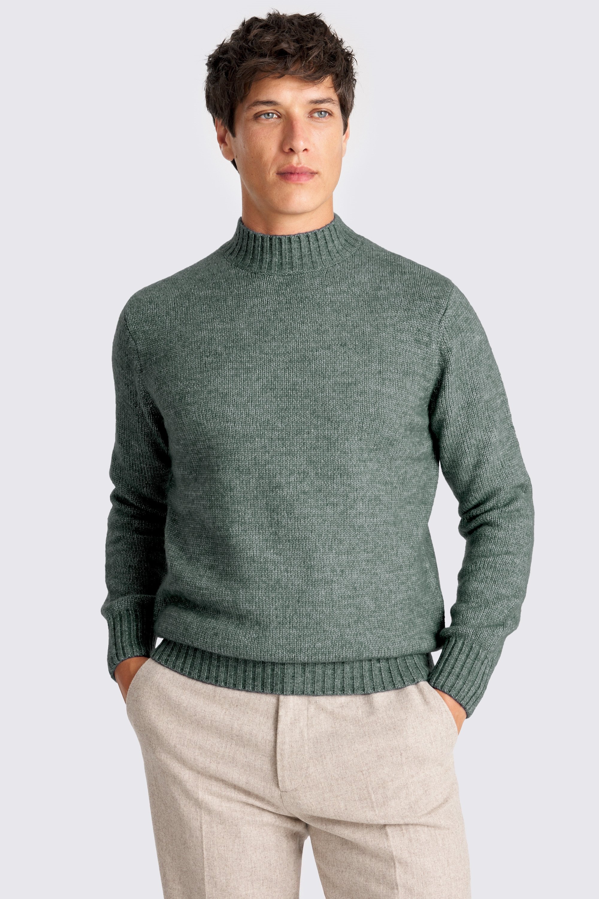 Teal Chunky Mock Neck Jumper