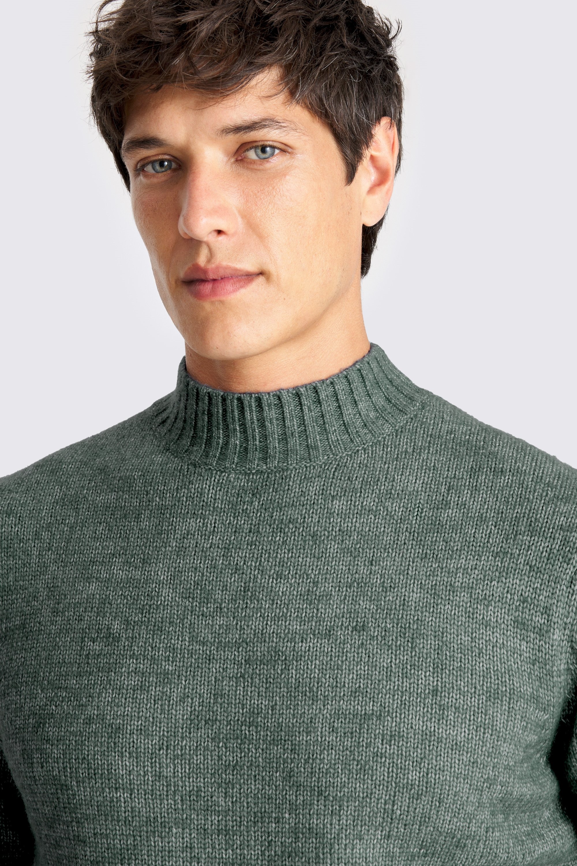 Teal Chunky Mock Neck Jumper