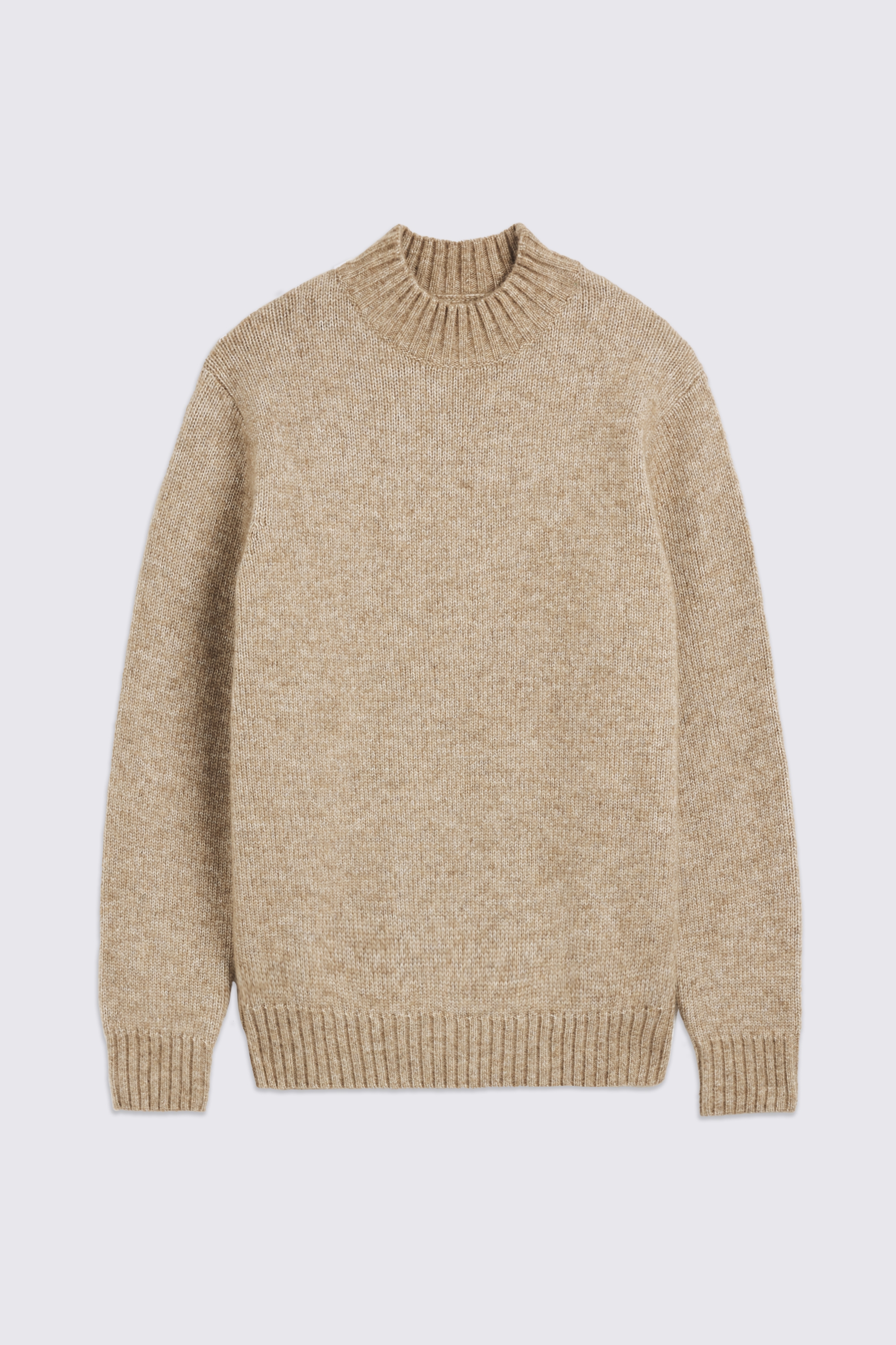 Camel Chunky Mock Neck Jumper