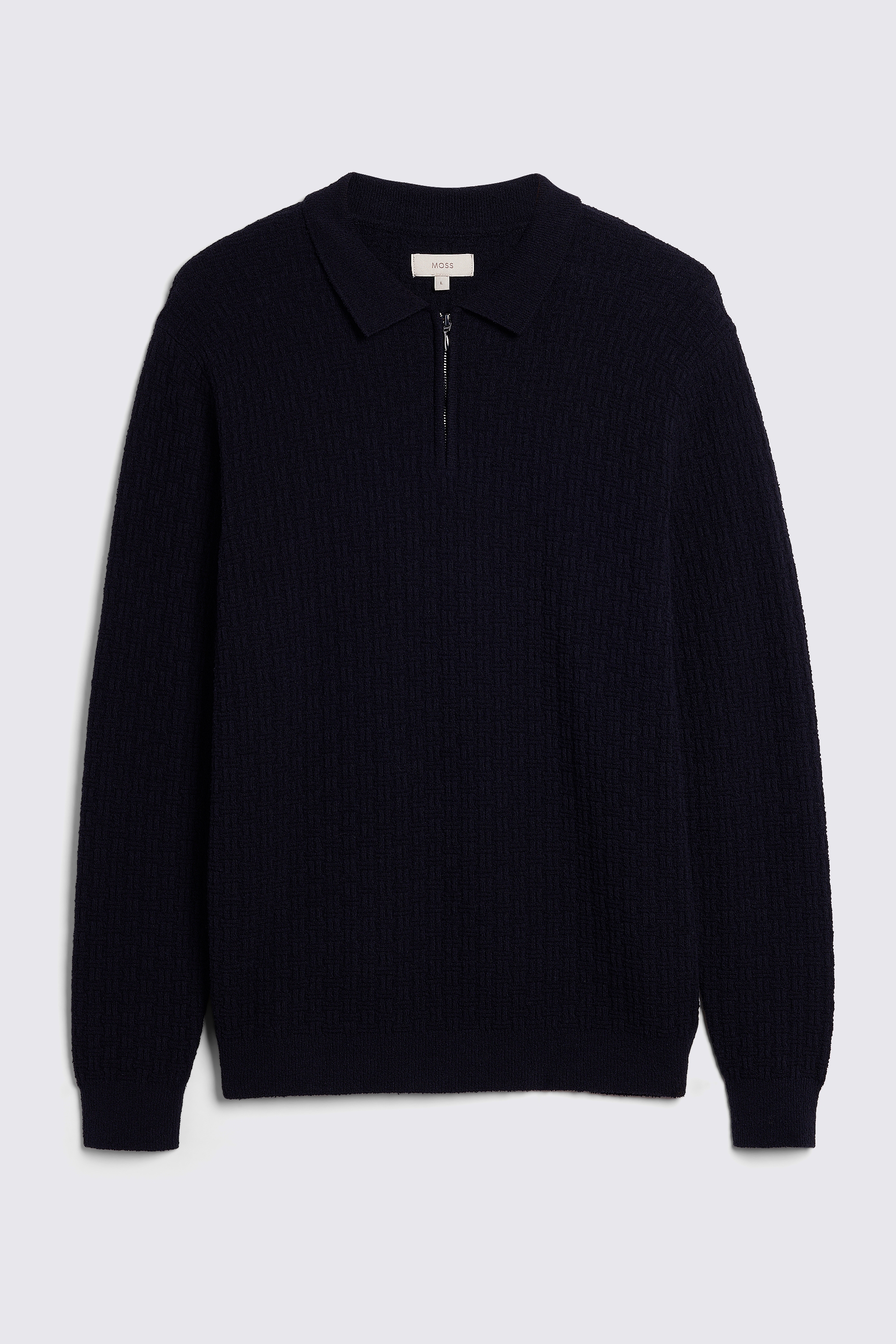 Black Bouclé Zip Polo