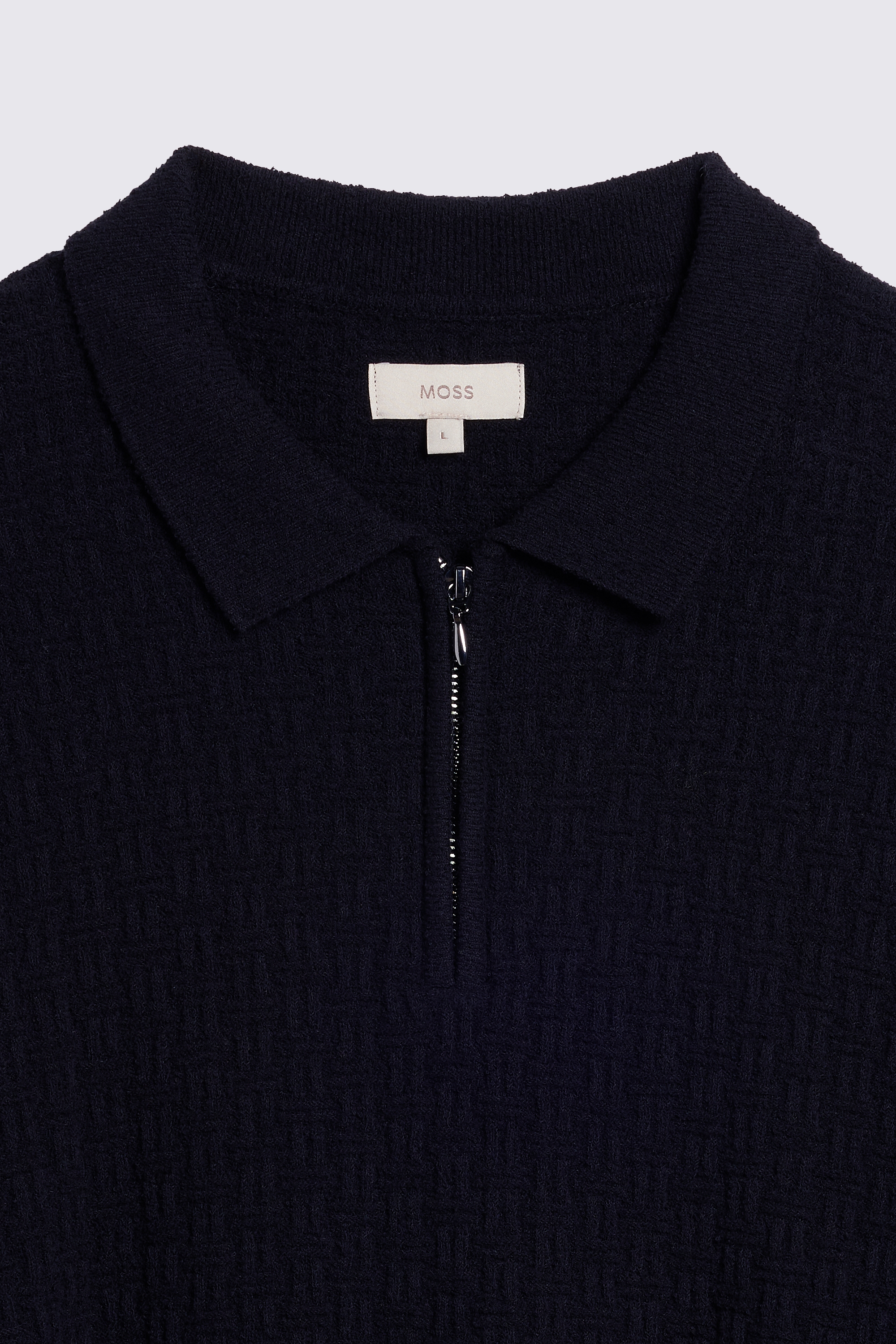 Black Bouclé Zip Polo