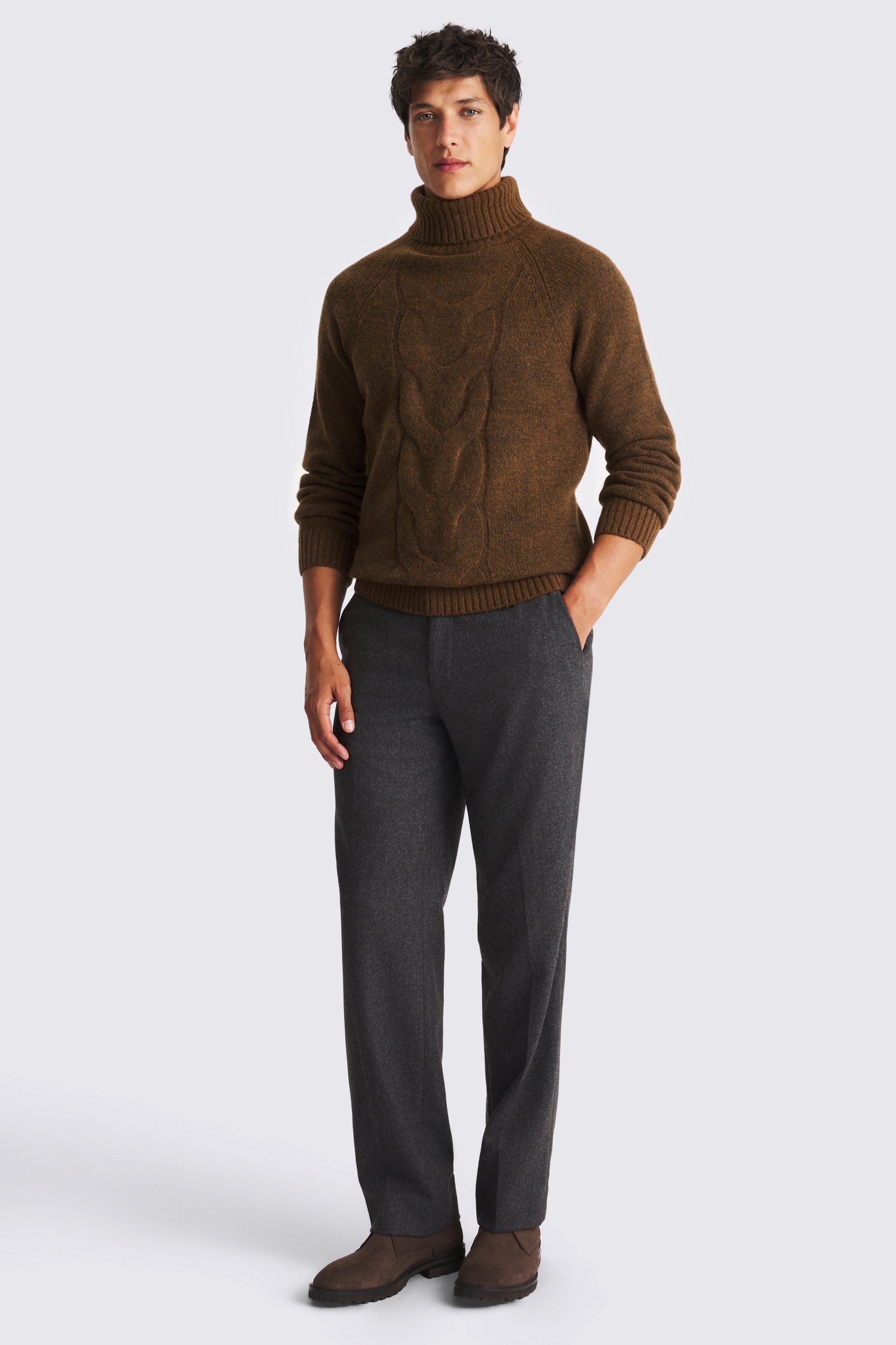 Rust Cable Roll Neck Jumper