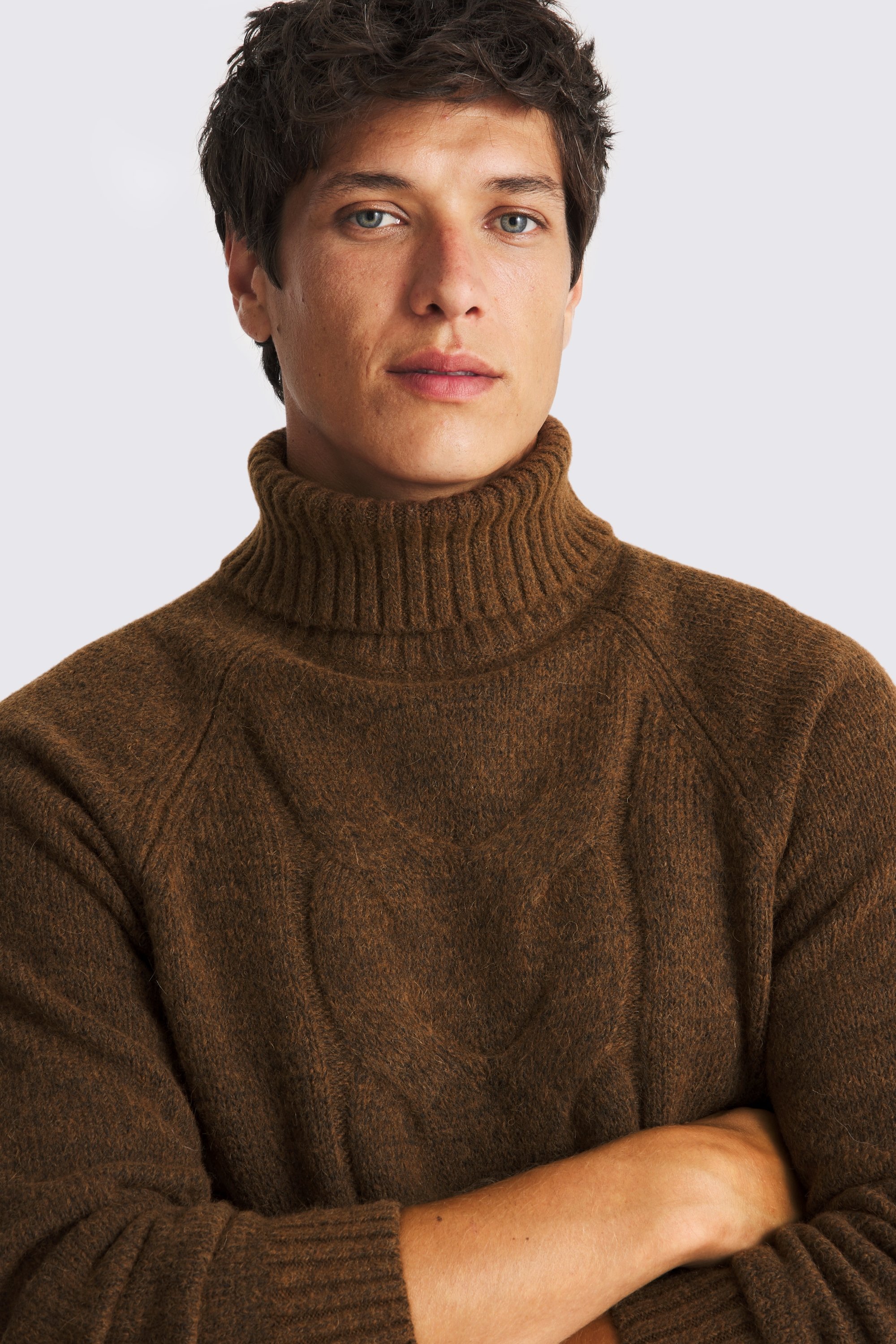 Rust Cable Roll Neck Jumper
