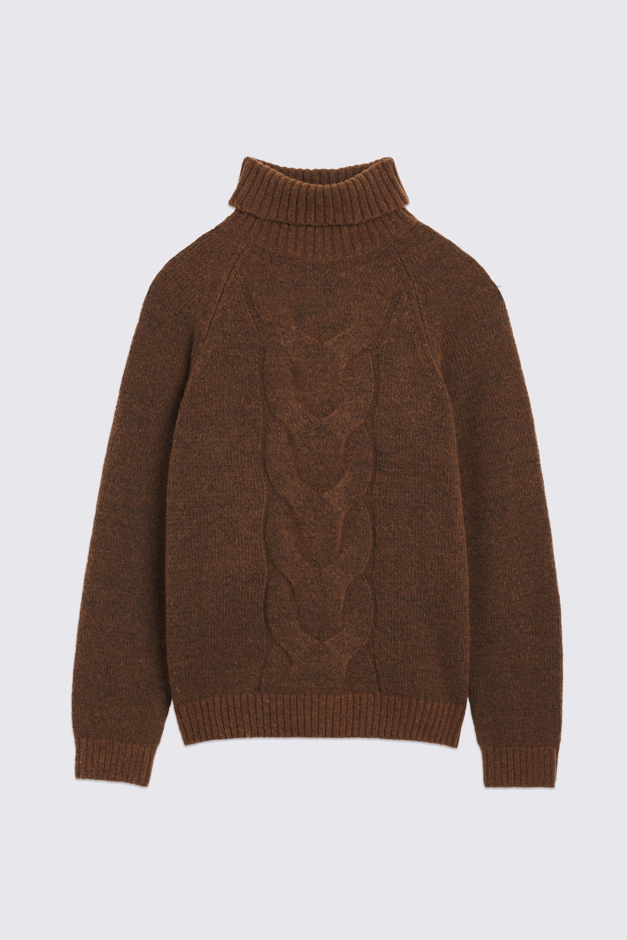 Rust Cable Roll Neck Jumper