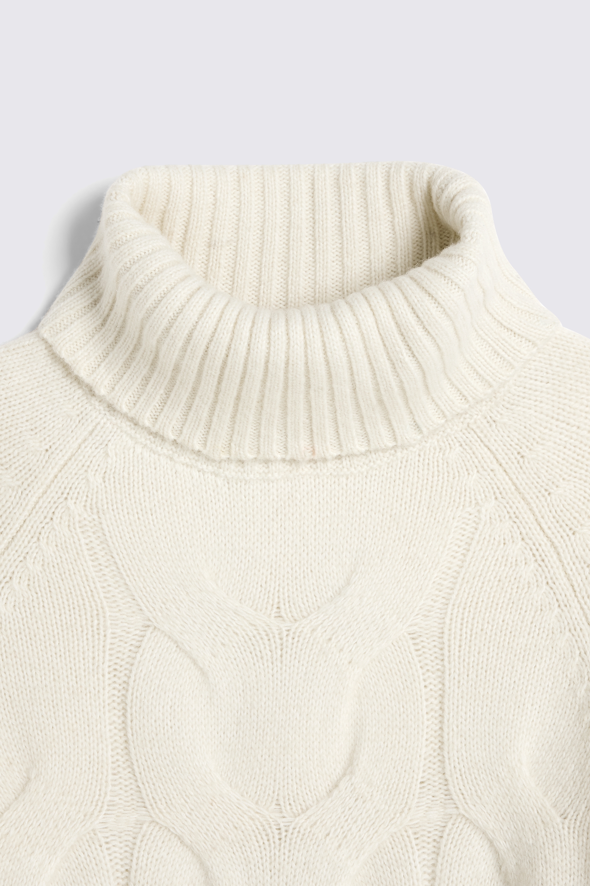 Ecru Cable Roll Neck Jumper