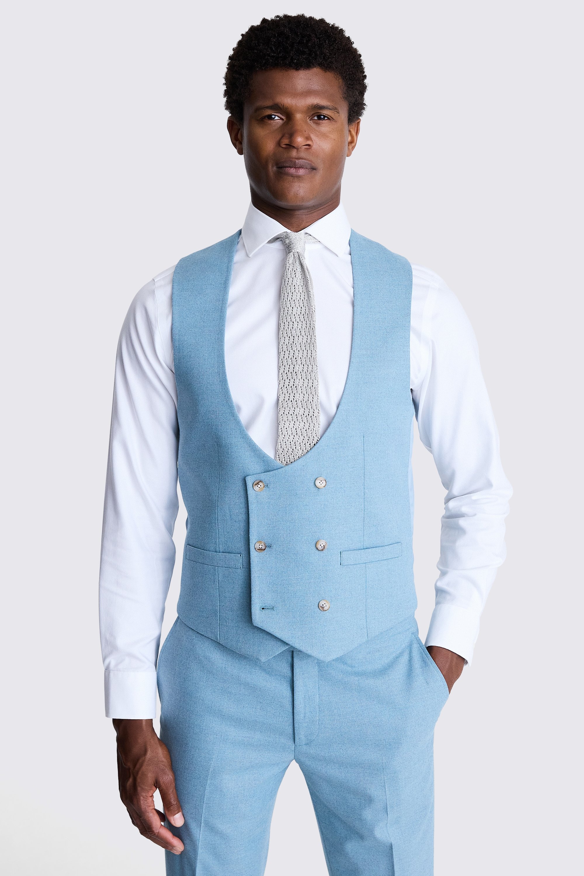 Slim Fit Duck Egg Flannel Vest