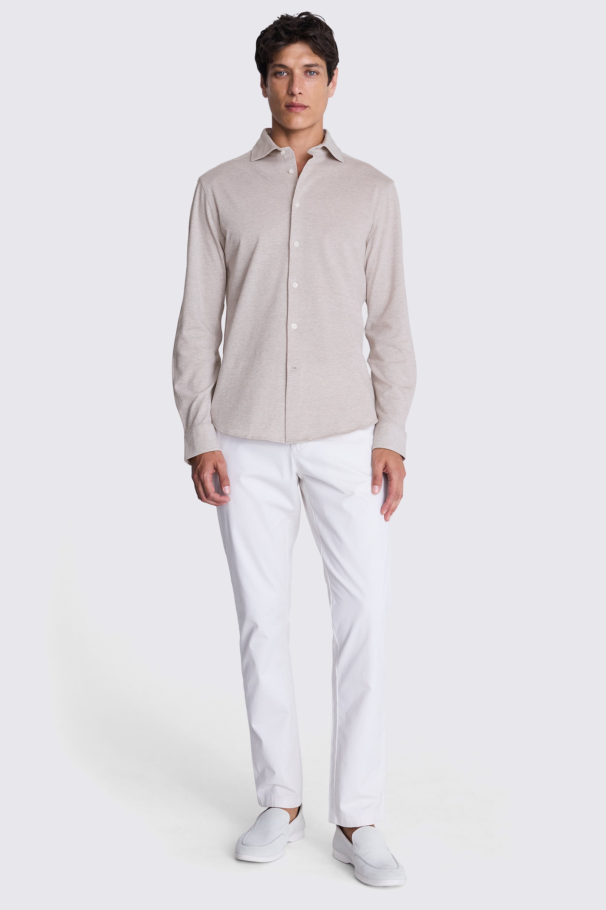 Italian Neutral Piqué Knit Shirt