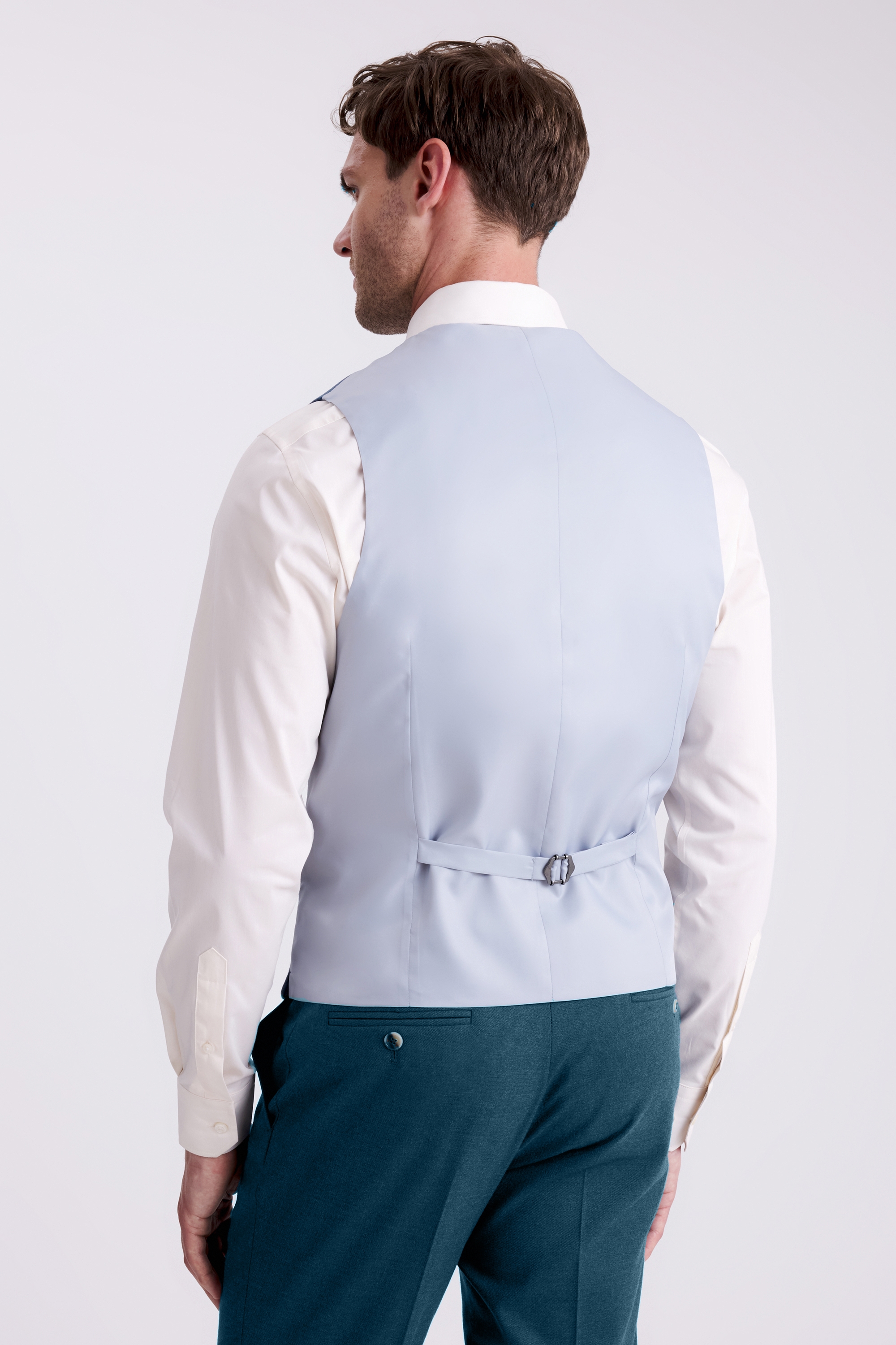 Tailored Fit Teal Flannel Waistcoat
