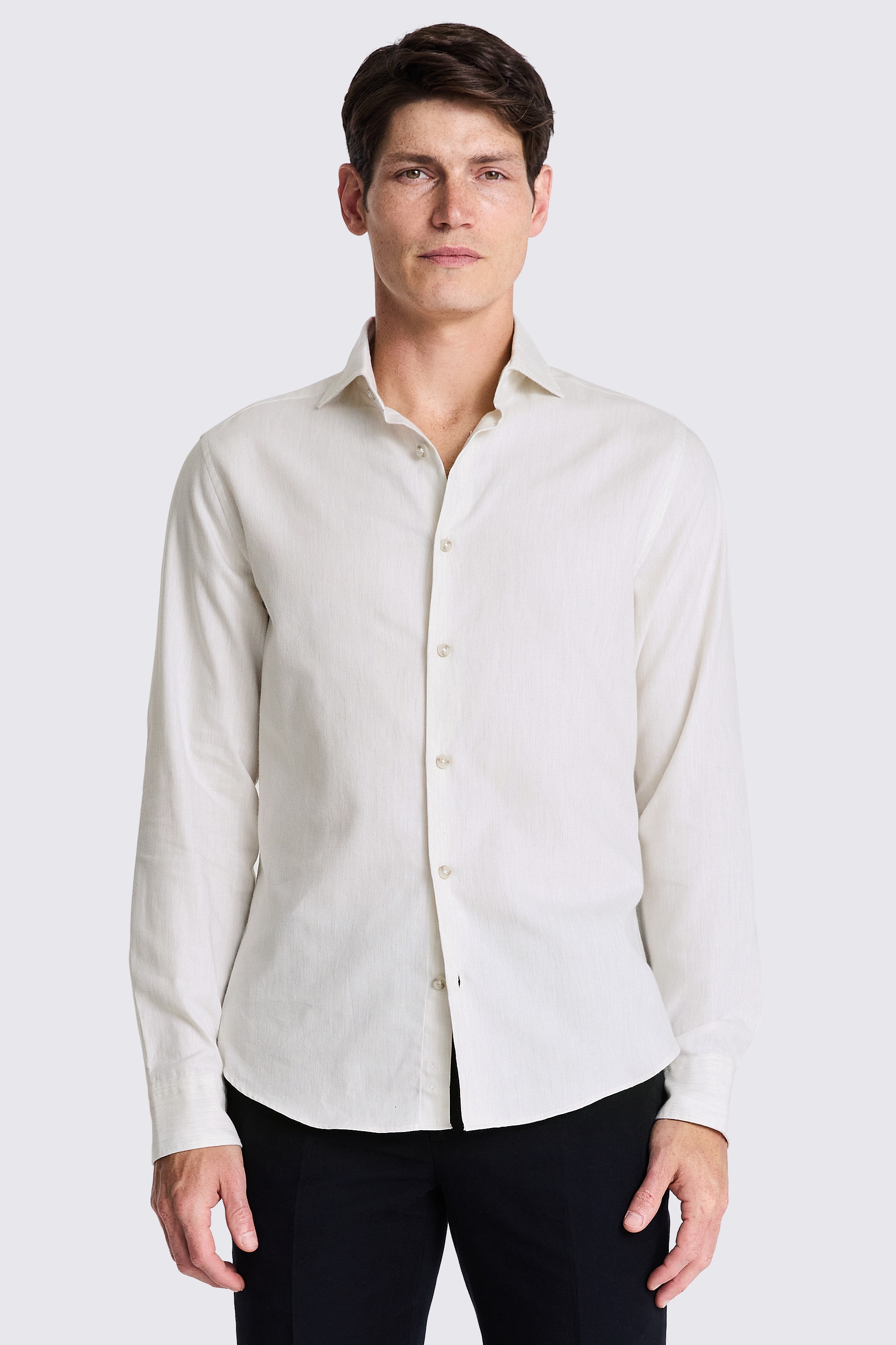 Off White Melange Brushed Shirt