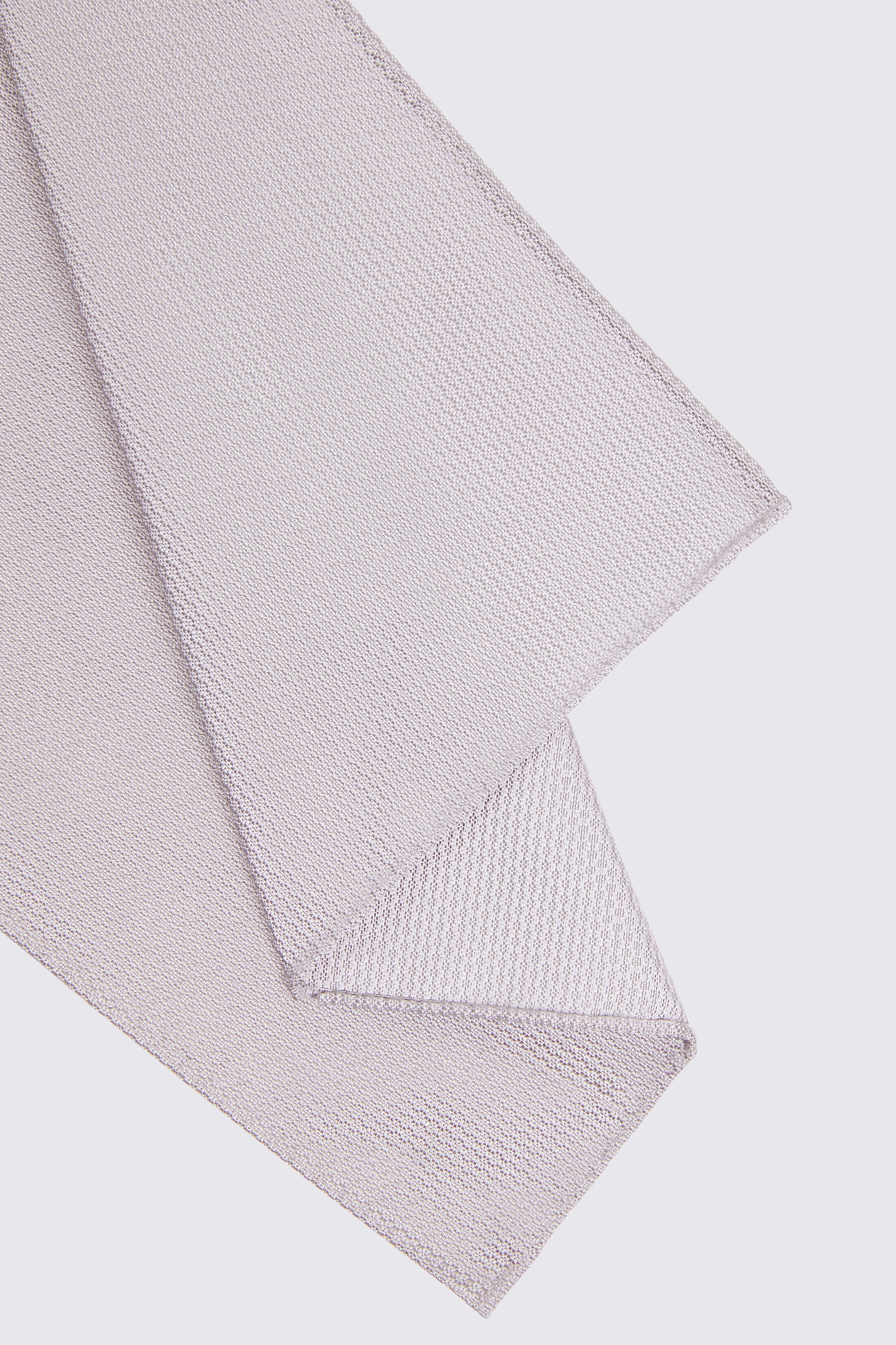 Silver Silk Semi-Plain Pocket Square