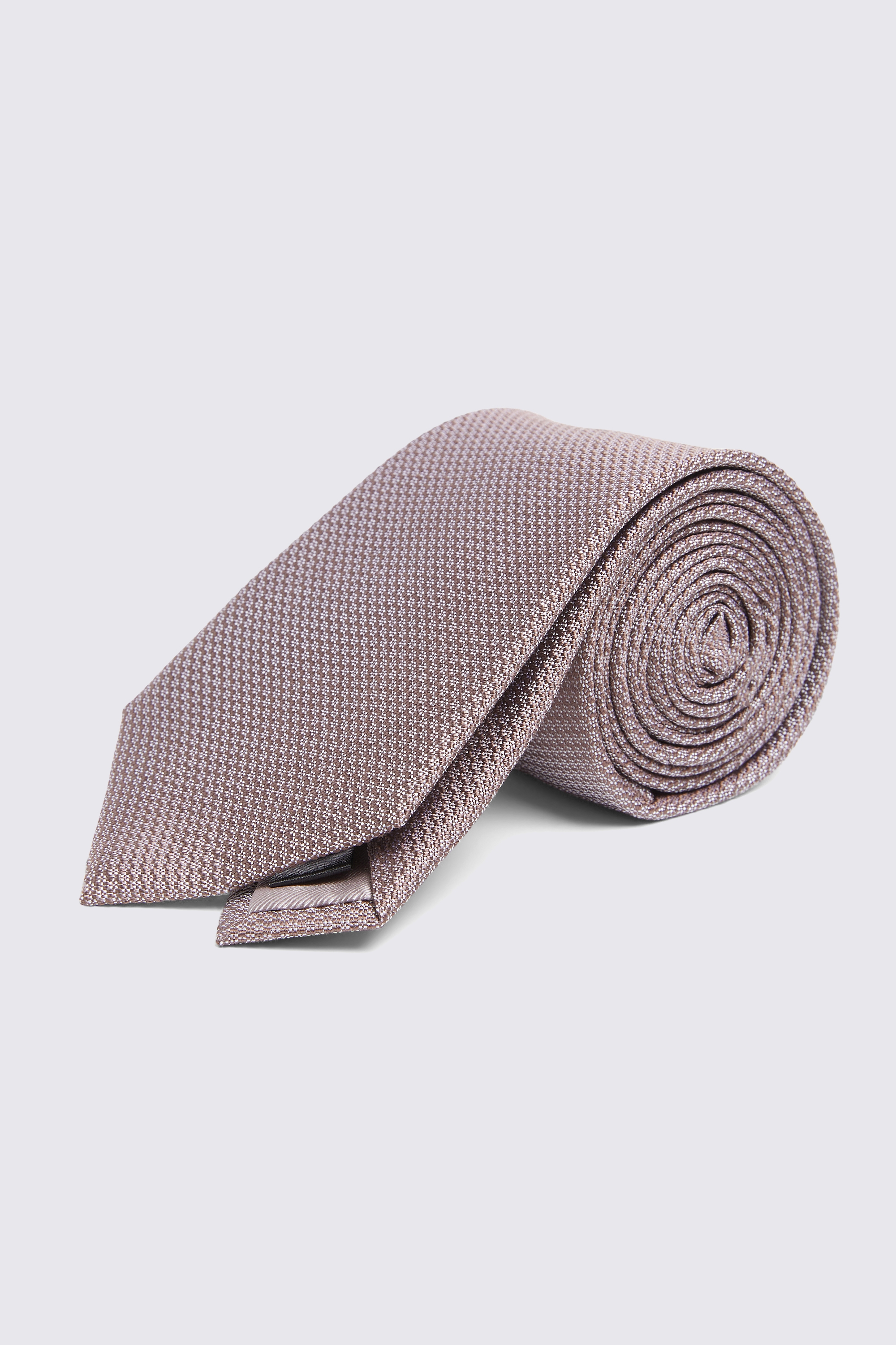 Taupe Silk Semi-Plain Tie | Buy Online at Moss