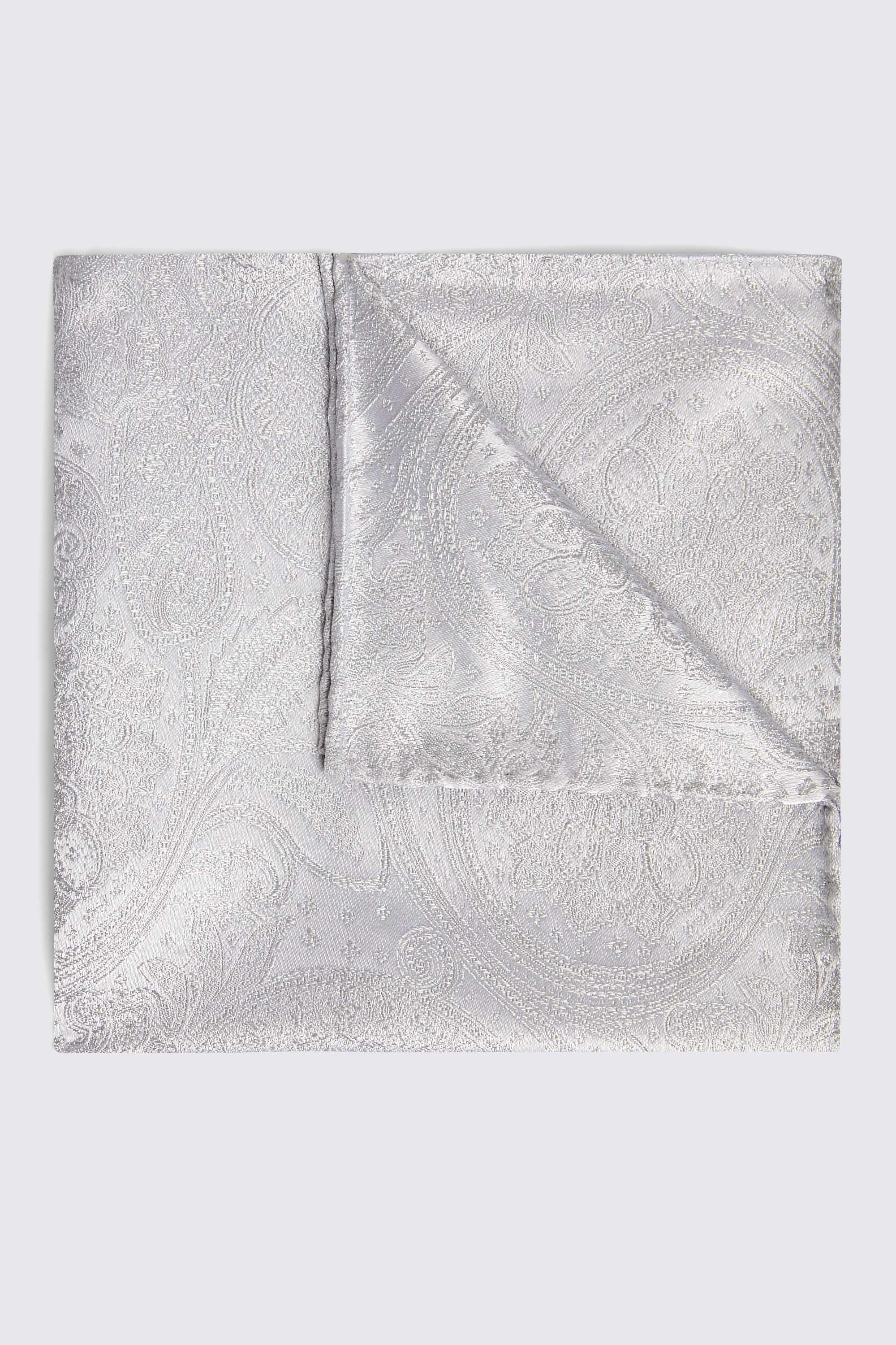 Silver Wedding Paisley Pocket Square
