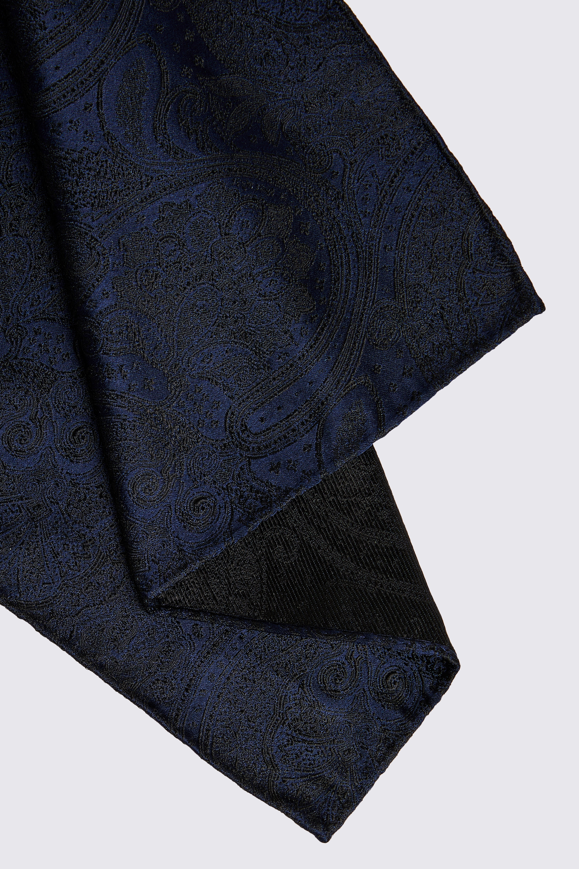 Dark Blue Wedding Paisley Pocket Square