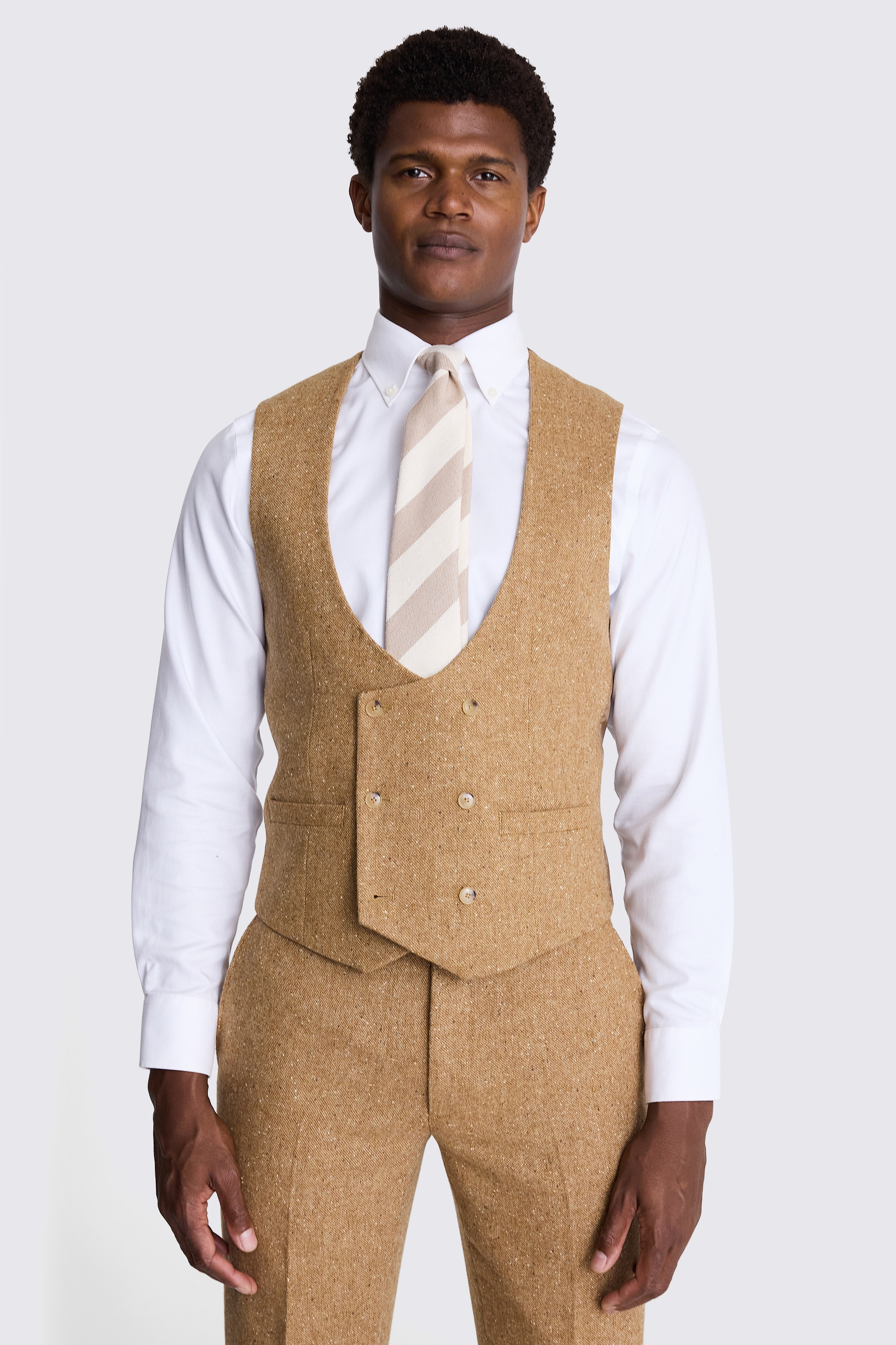 Slim Fit Gold Tweed Vest