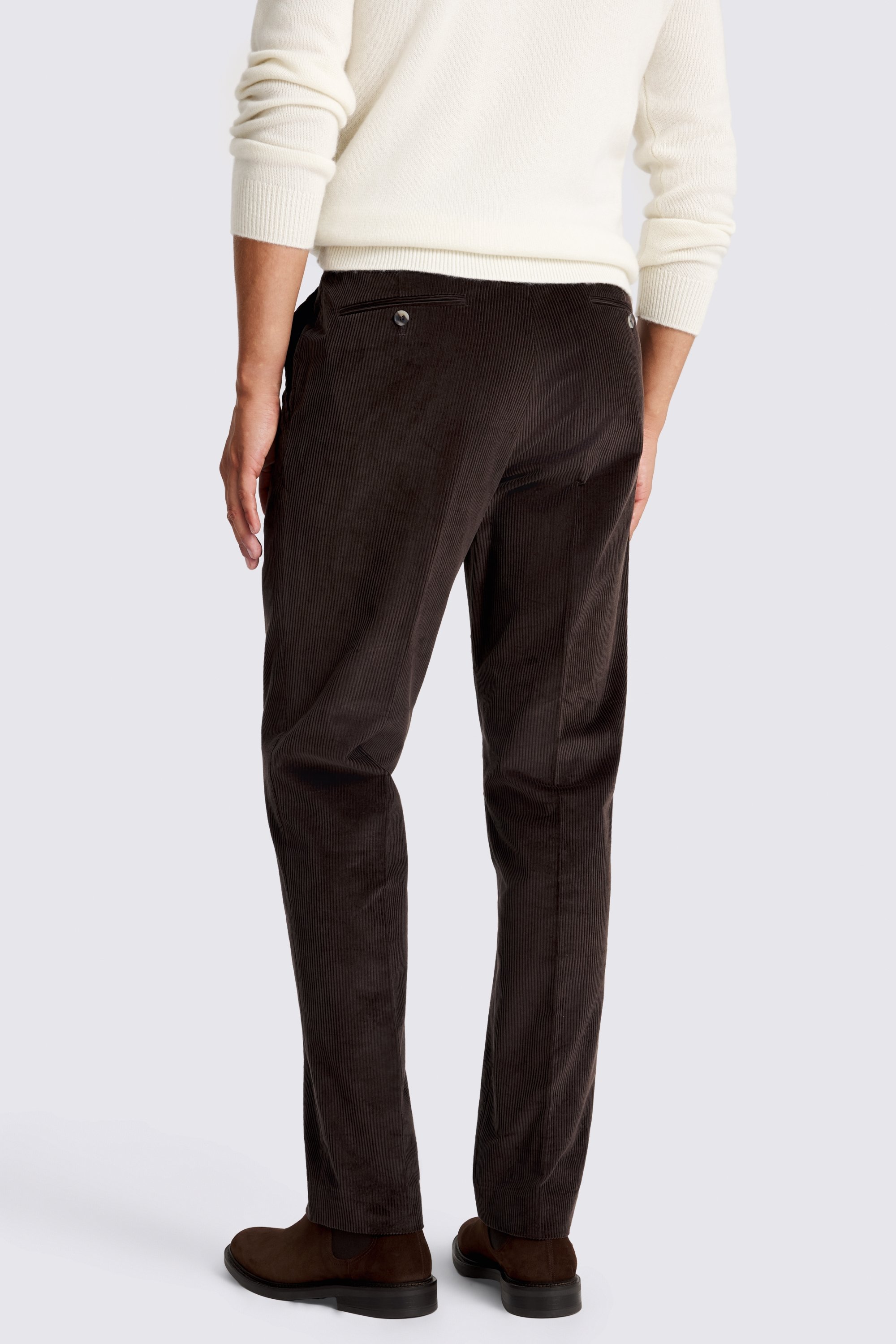 Tailored Fit Dark Brown Corduroy Trousers