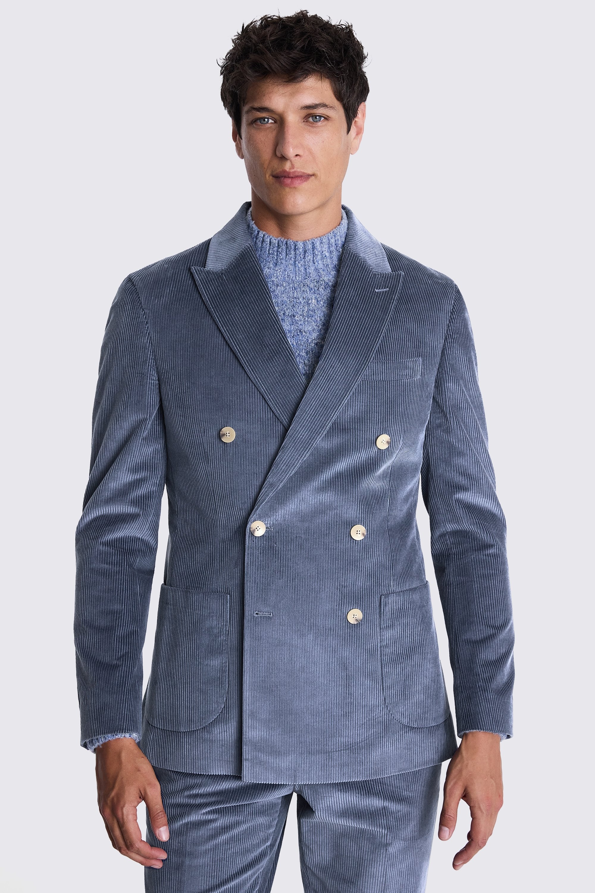 Tailored Fit Steel Blue Corduroy Jacket