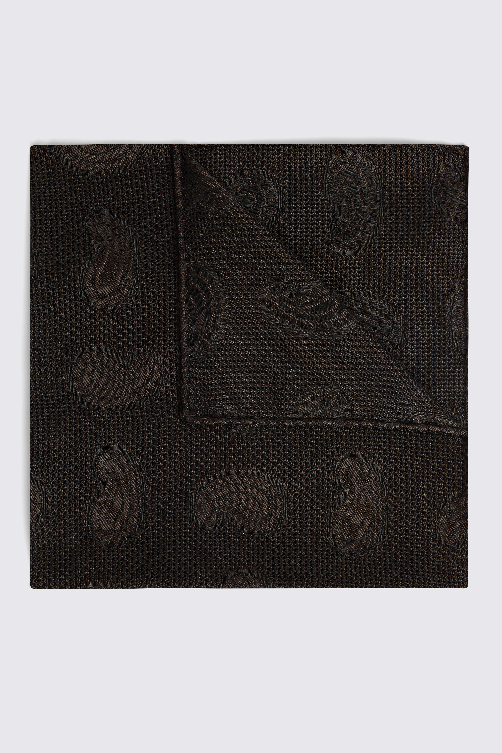 Italian Brown Open Weave Paisley Pocket Square