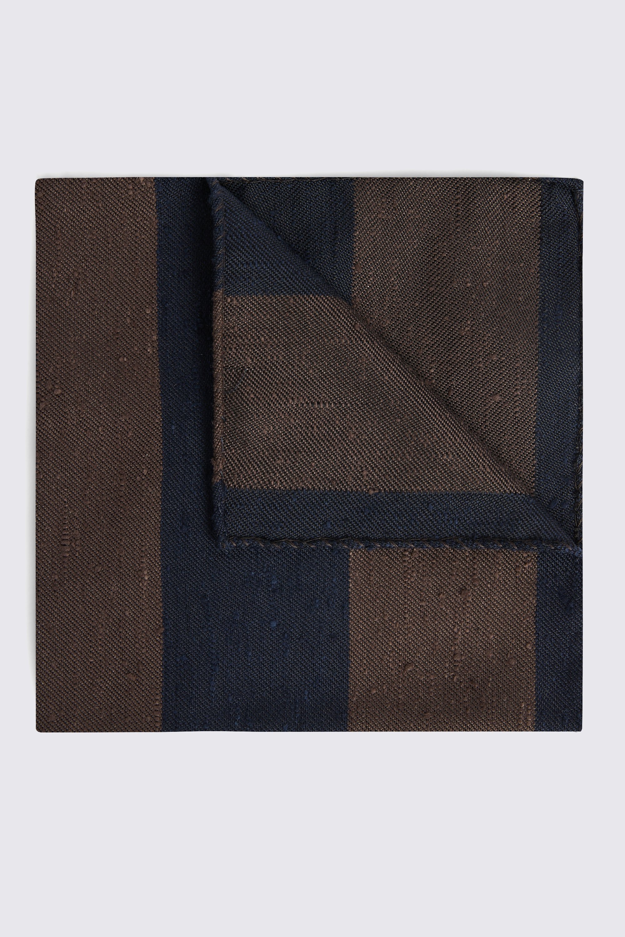 Italian Navy and Brown Stripe Pocket Square