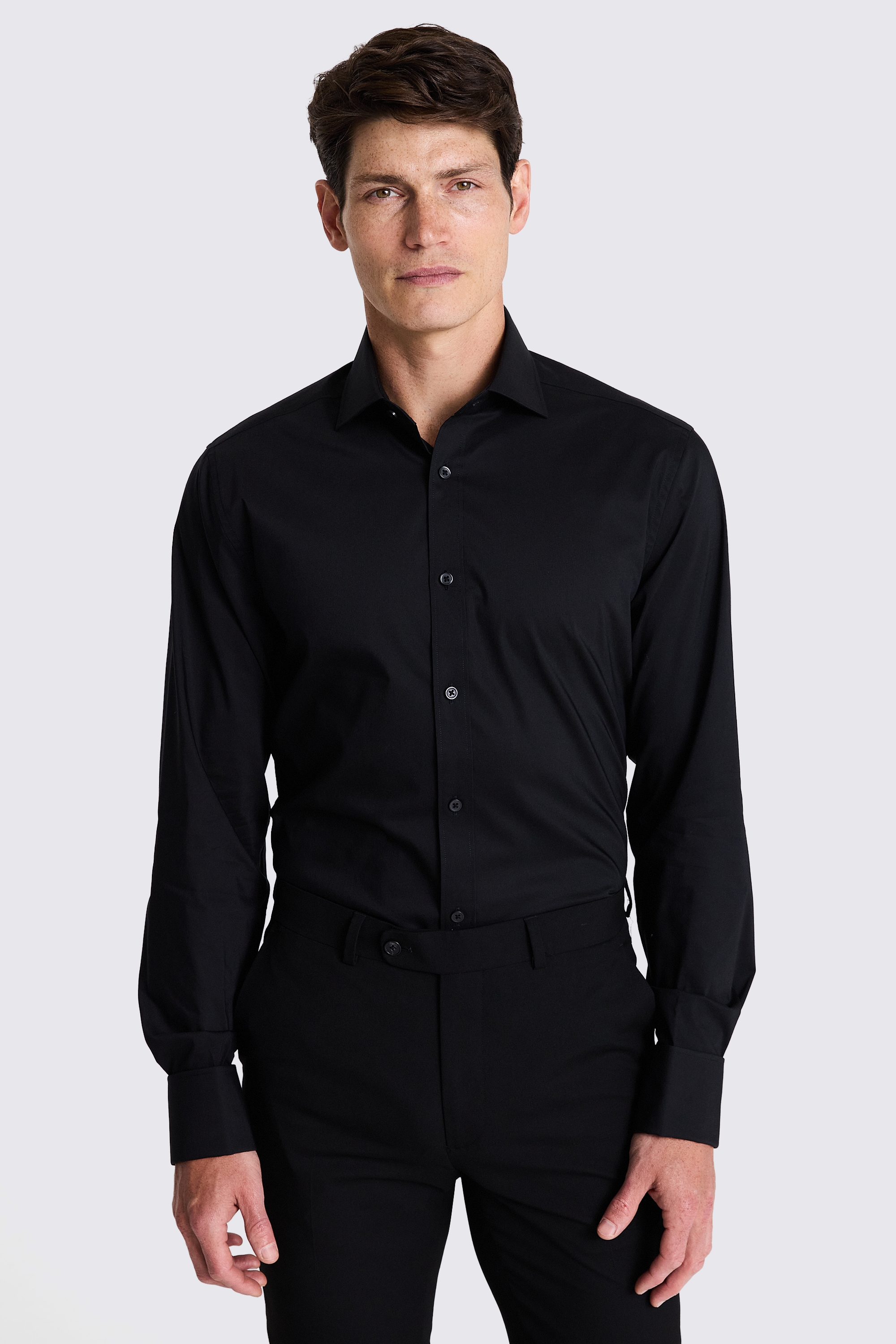 Tailored Fit Black Stretch Shirt