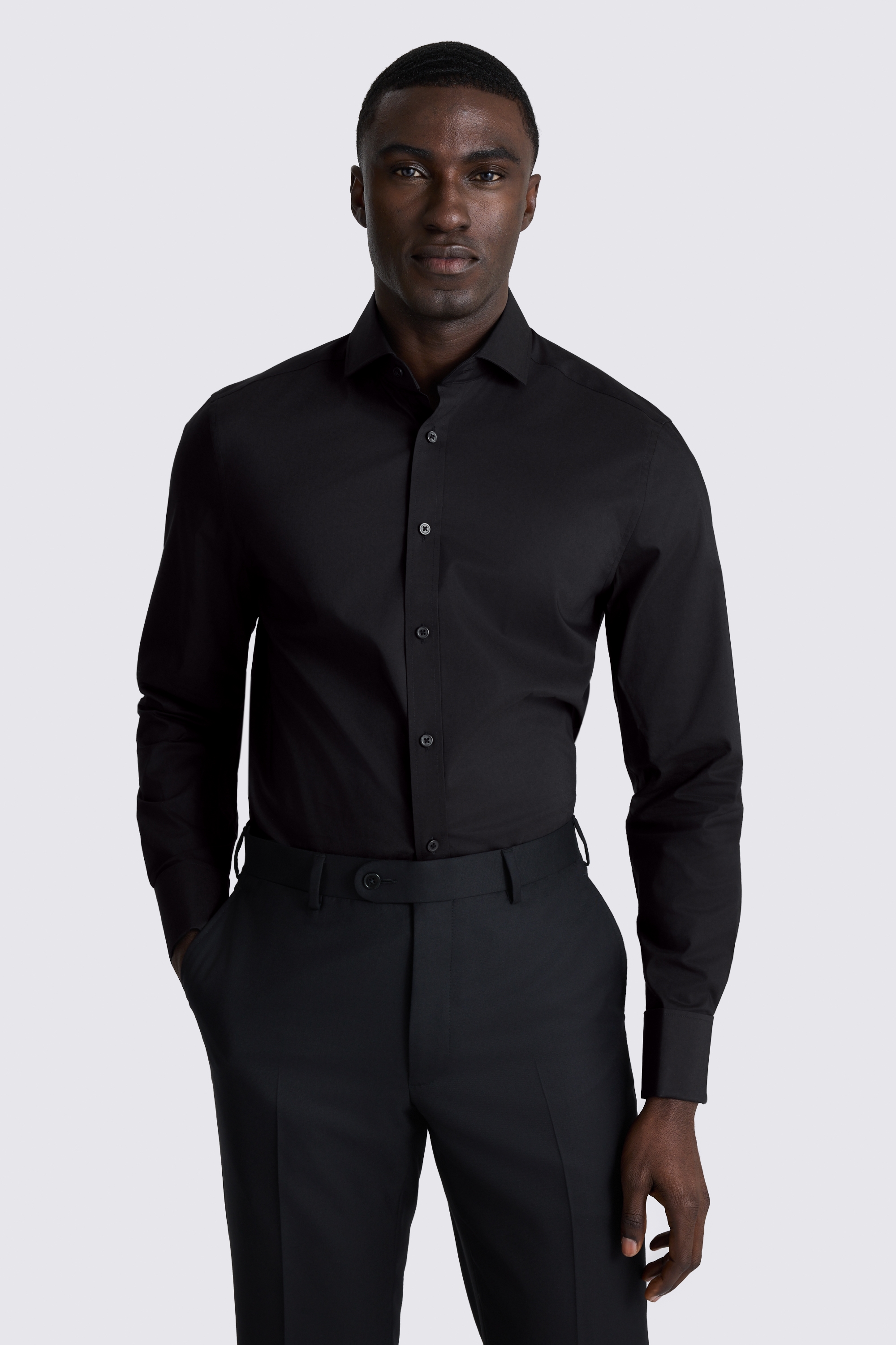 Tailored Fit Black Stretch Shirt