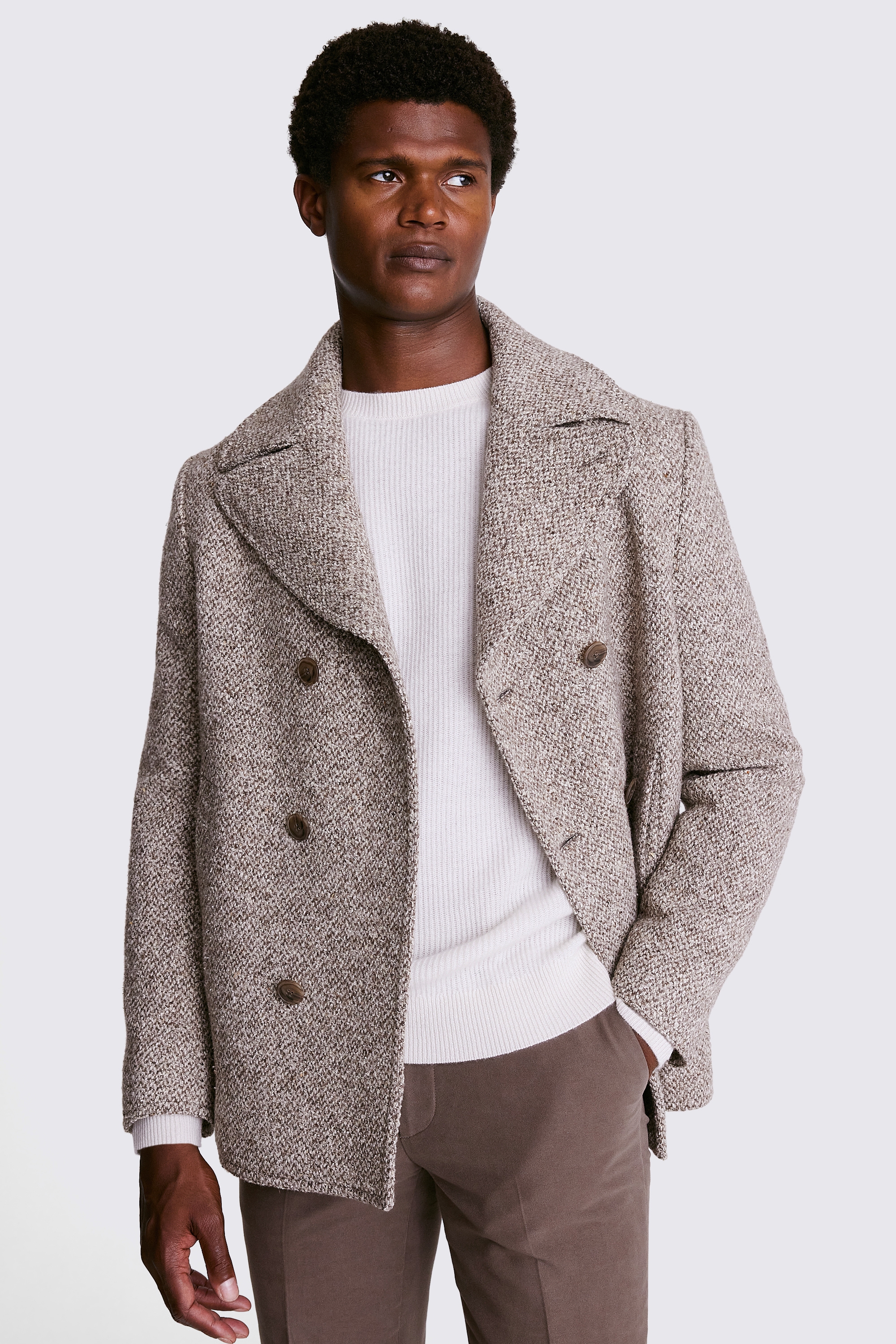 Brown Tweed Peacoat