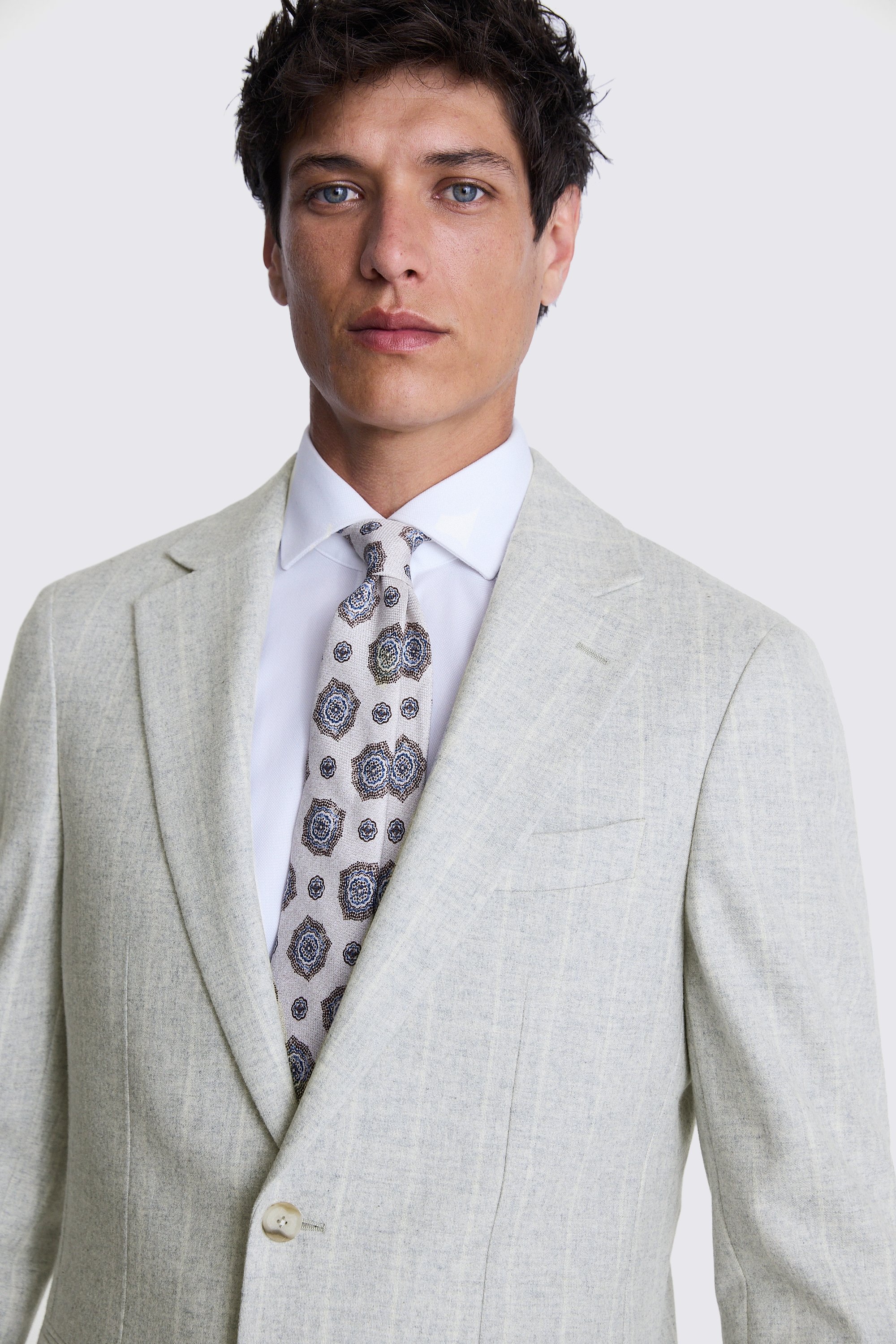 Tailored Fit Light Grey Stripe Jacket