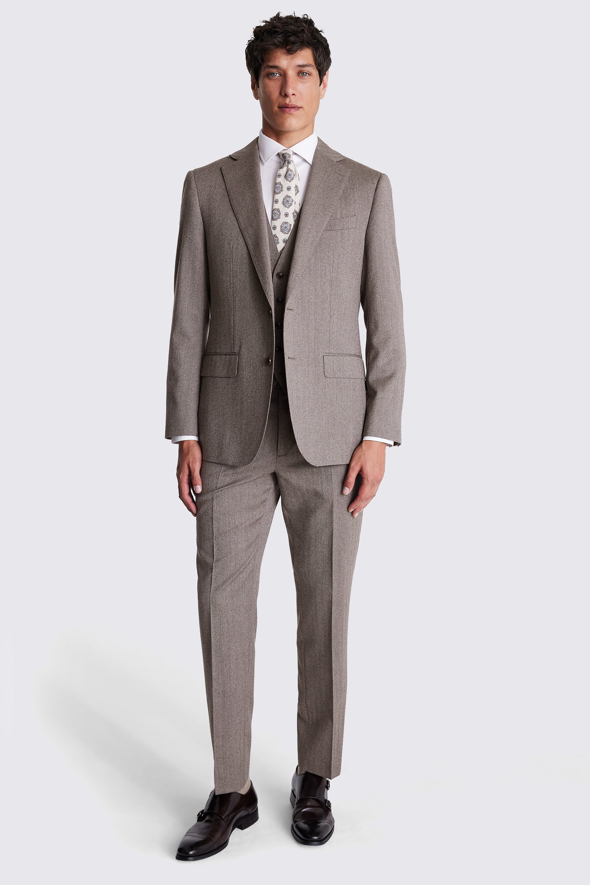 Regular Fit Brown Herringbone Jacket