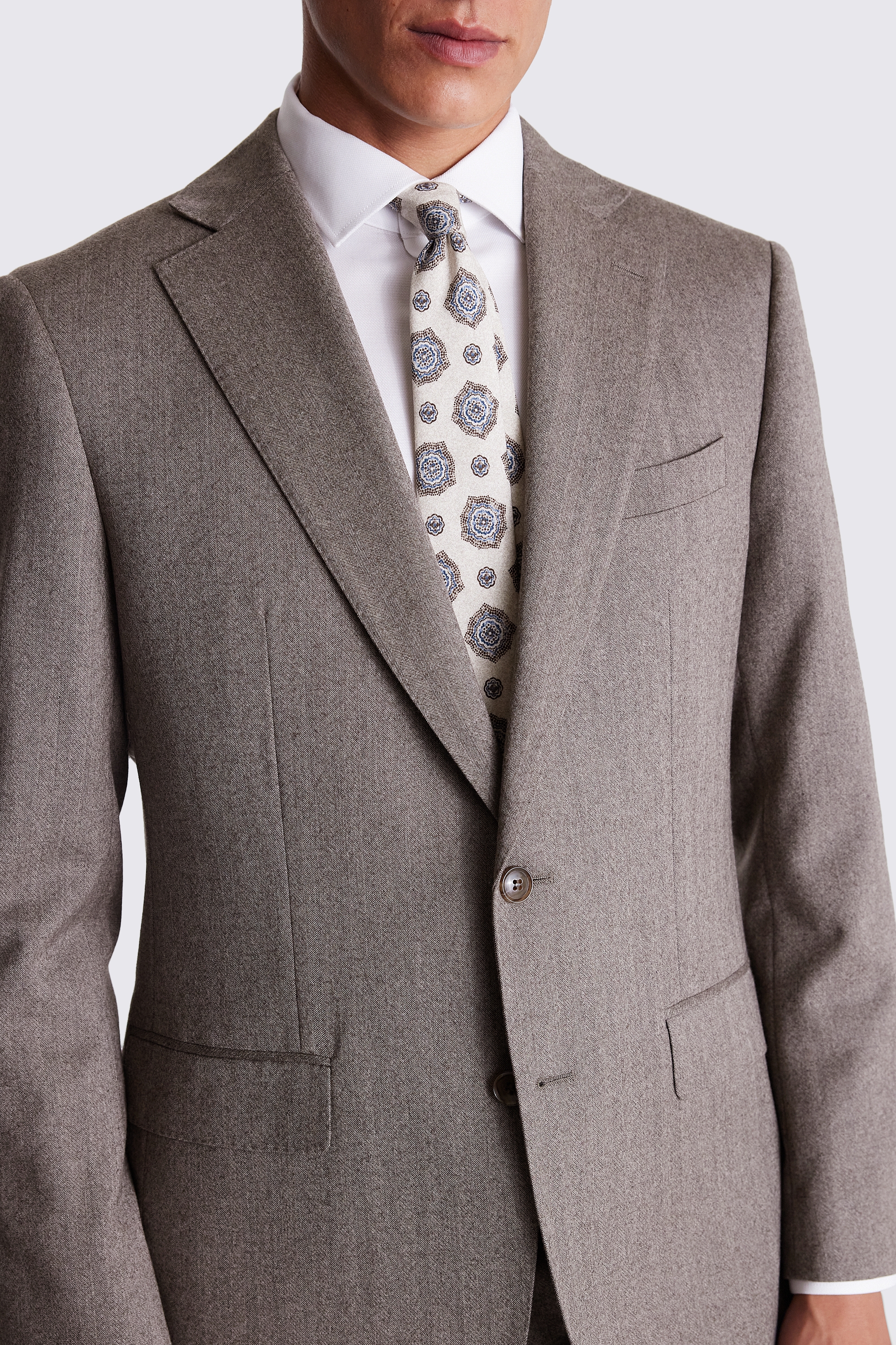 Regular Fit Brown Herringbone Jacket