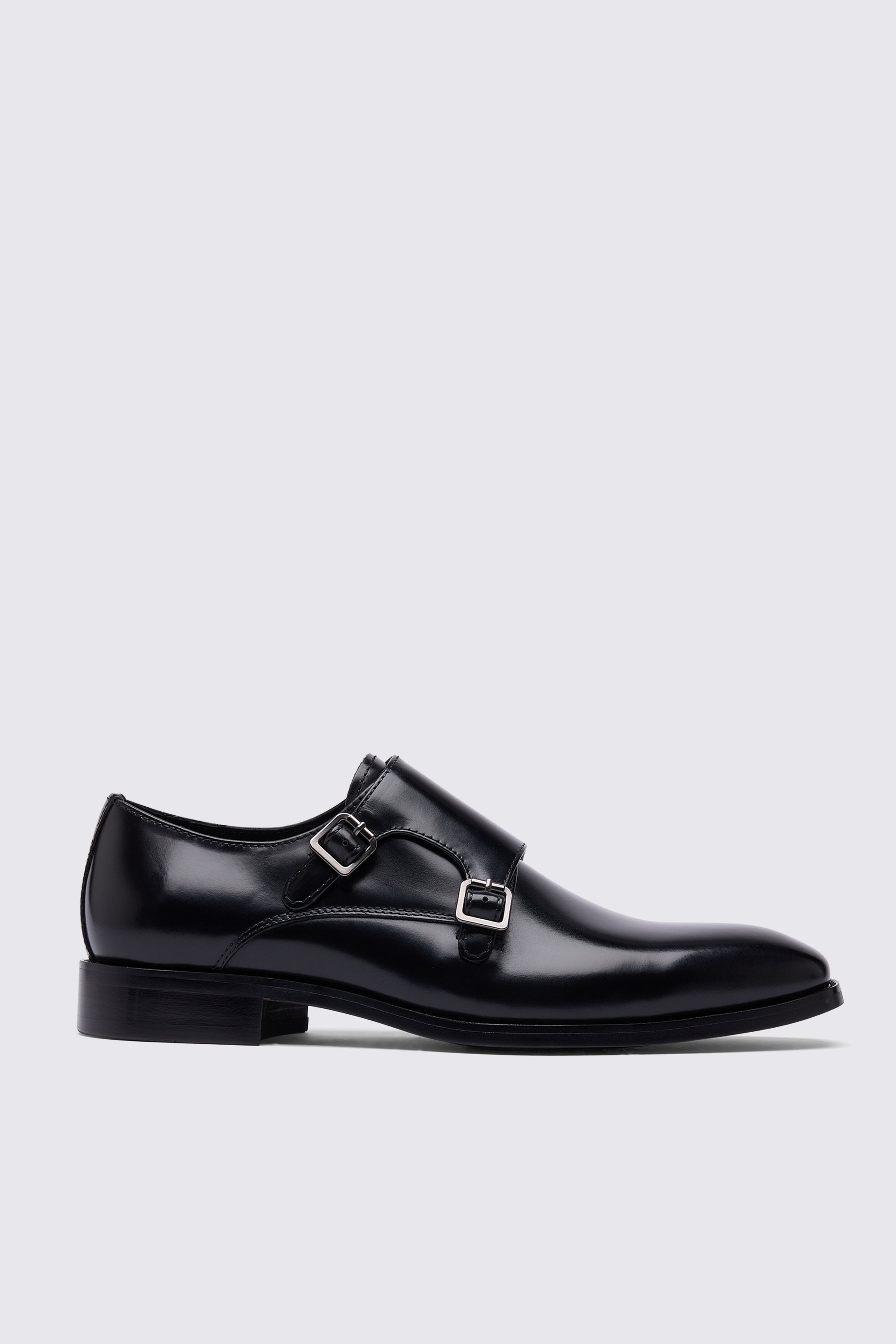John White Monkton Black Double Monk Shoes