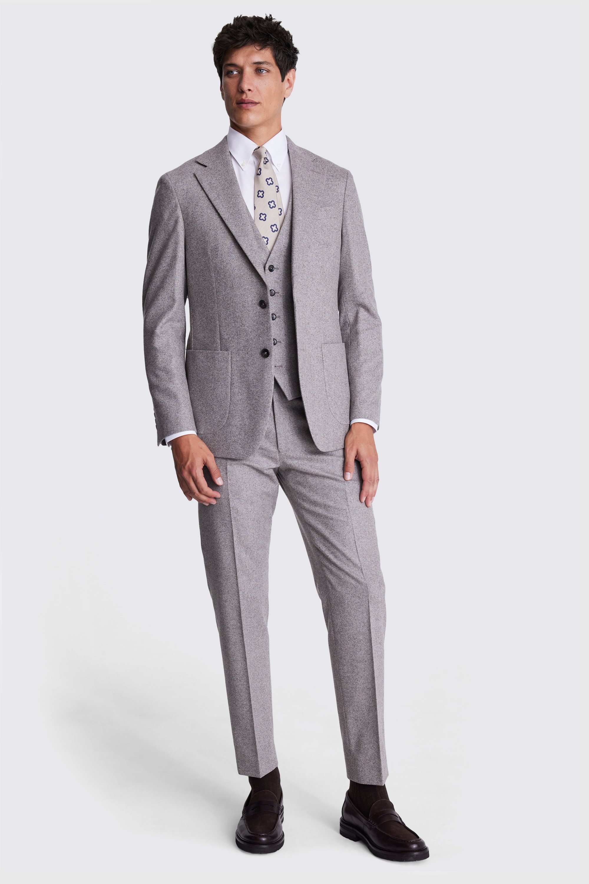 Italian Tailored Fit Taupe Flannel Jacket