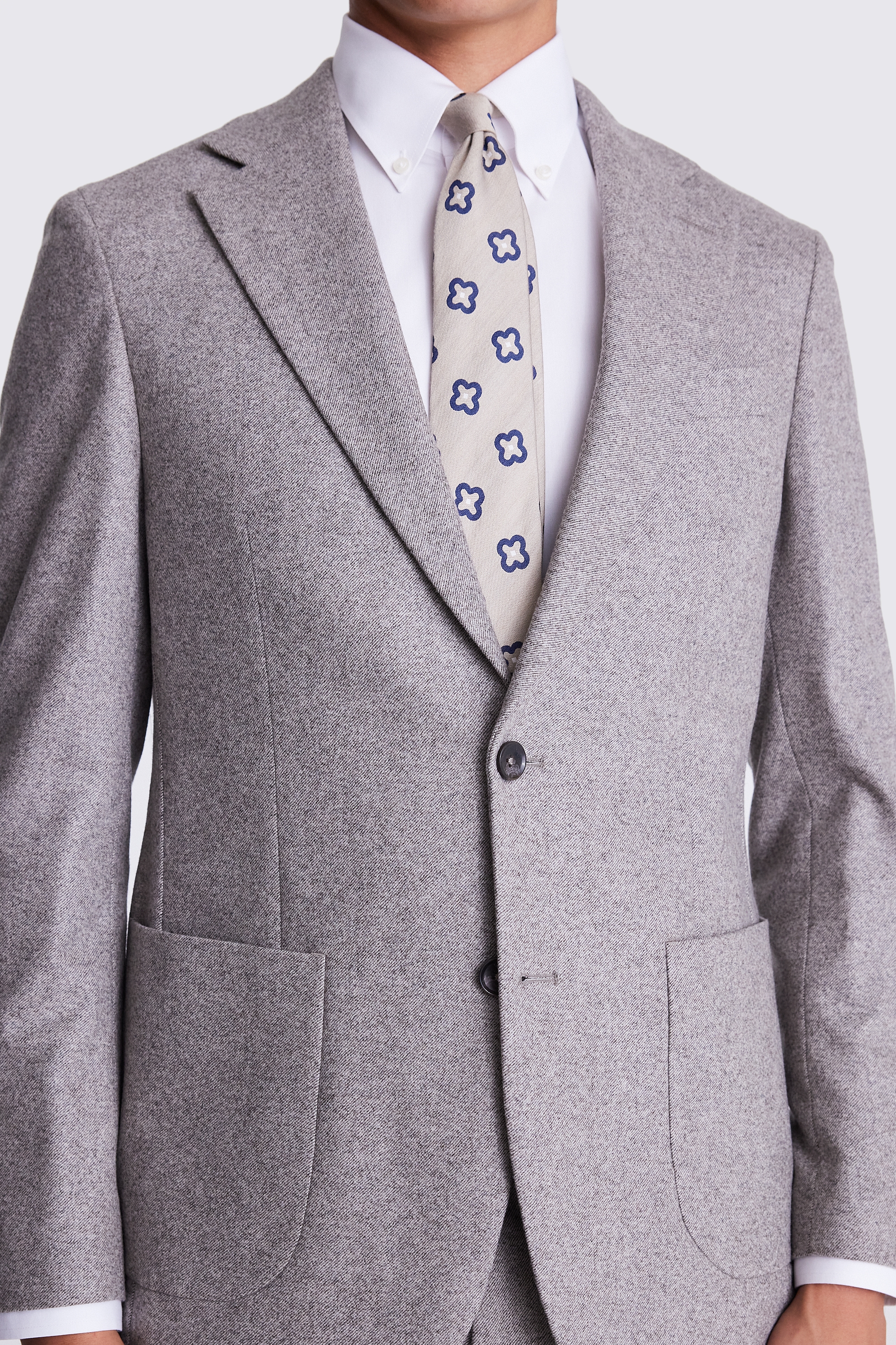 Italian Tailored Fit Taupe Flannel Jacket
