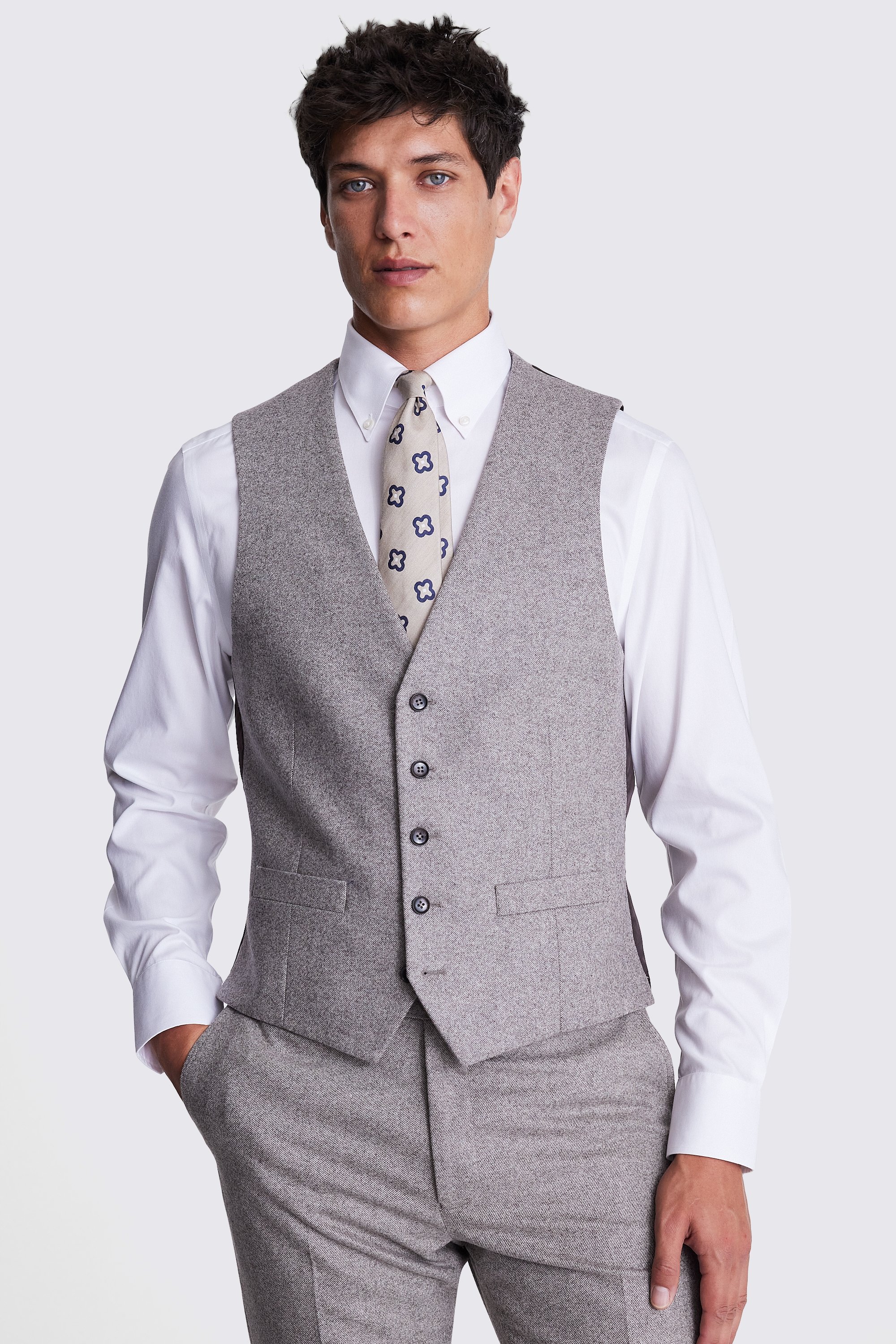 Italian Tailored Fit Taupe Flannel Jacket